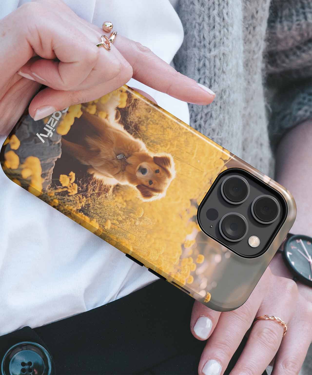 Sunny Pup in a Field of Gold iPhone case Case Cazify - Delivery Canada