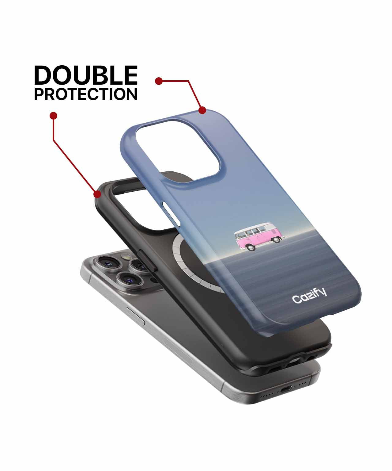 Sunny Road Trip Vibes with Pink Van iPhone case Case Cazify - Delivery Canada