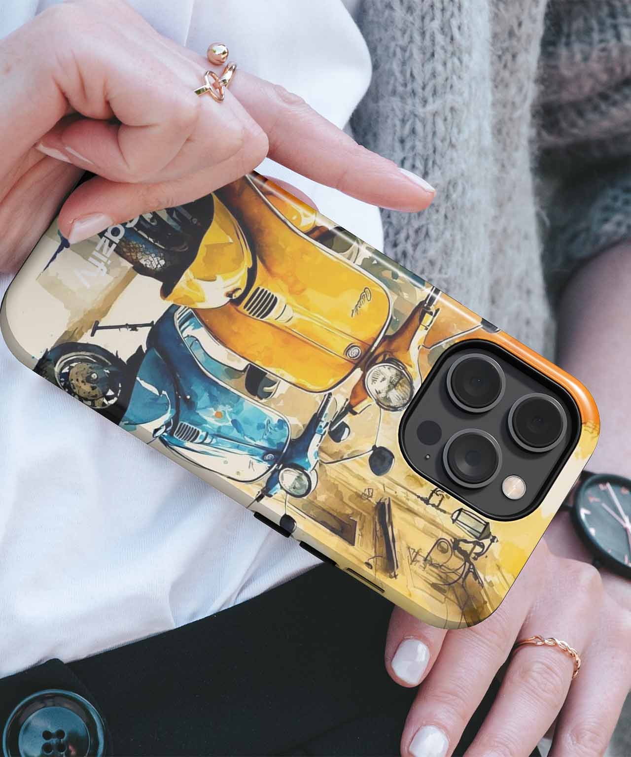 Sunny Scooter Adventure in Colors iPhone case Case Cazify - Delivery Canada