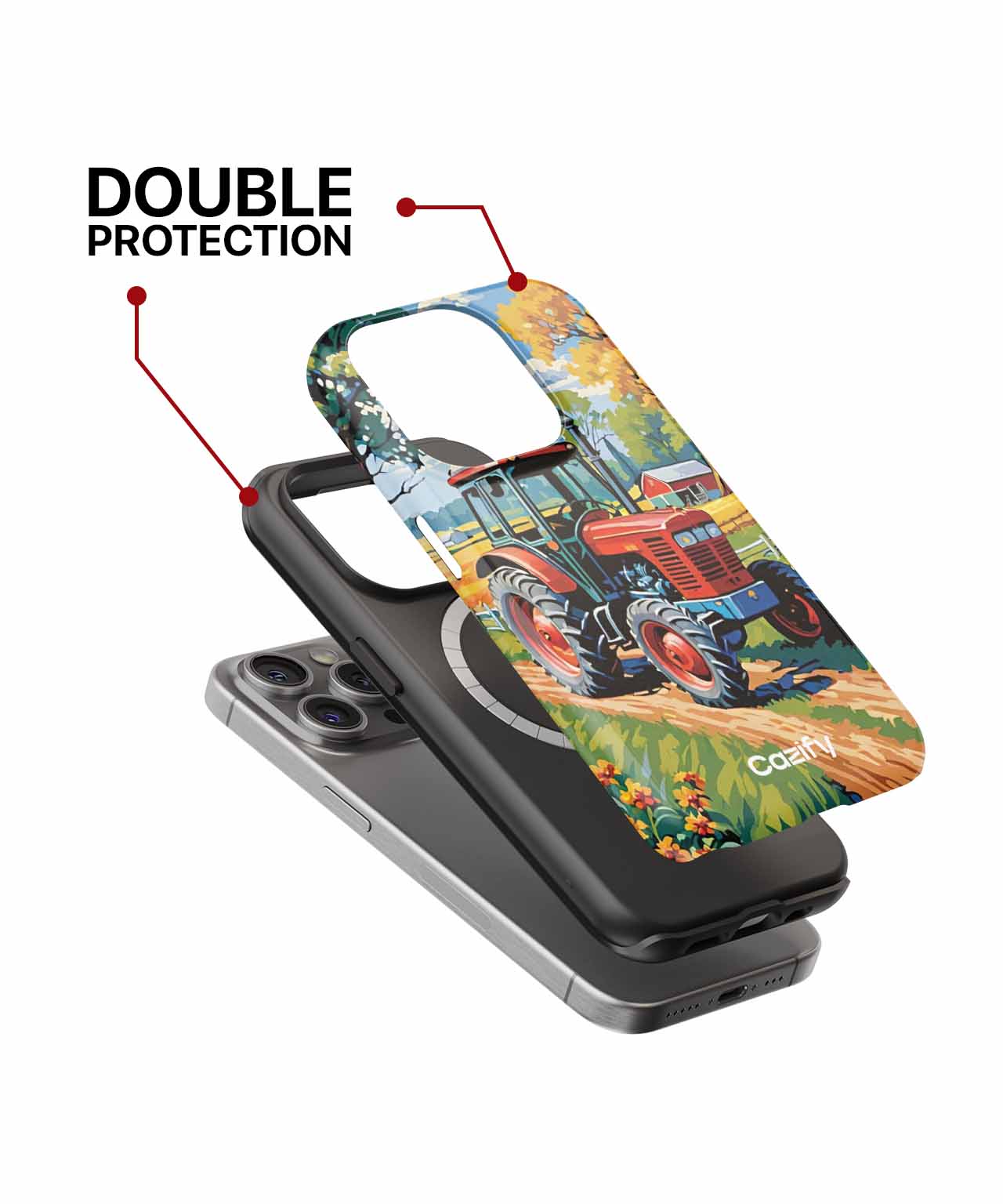 Sunny Tractor Adventure Through Fields iPhone case Case Cazify - Delivery Canada