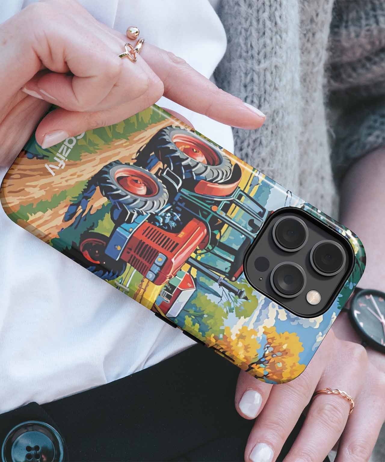 Sunny Tractor Adventure Through Fields iPhone case Case Cazify - Delivery Canada