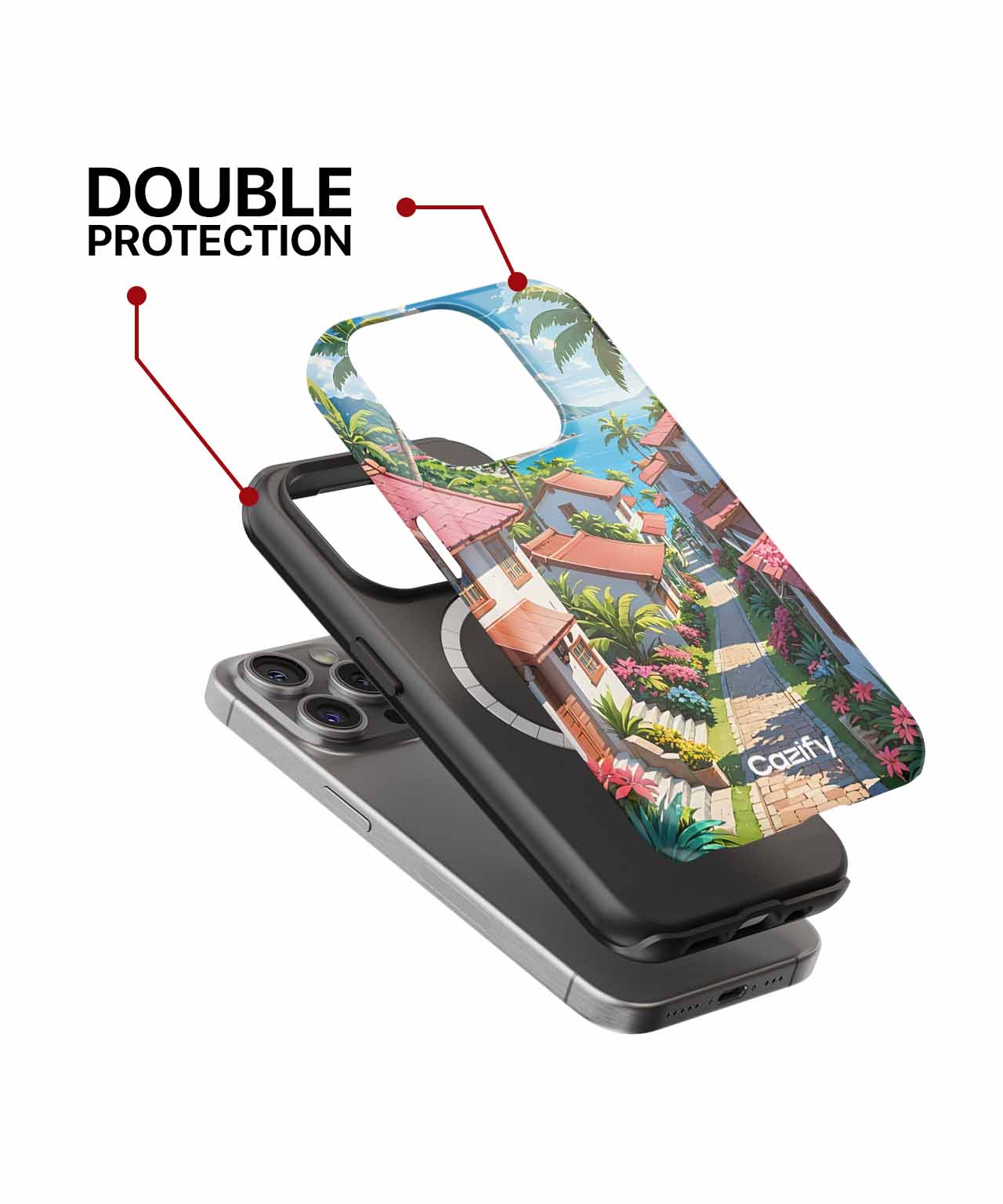Sunny Tropical Paradise with Colorful Homes iPhone case Case Cazify - Delivery Canada