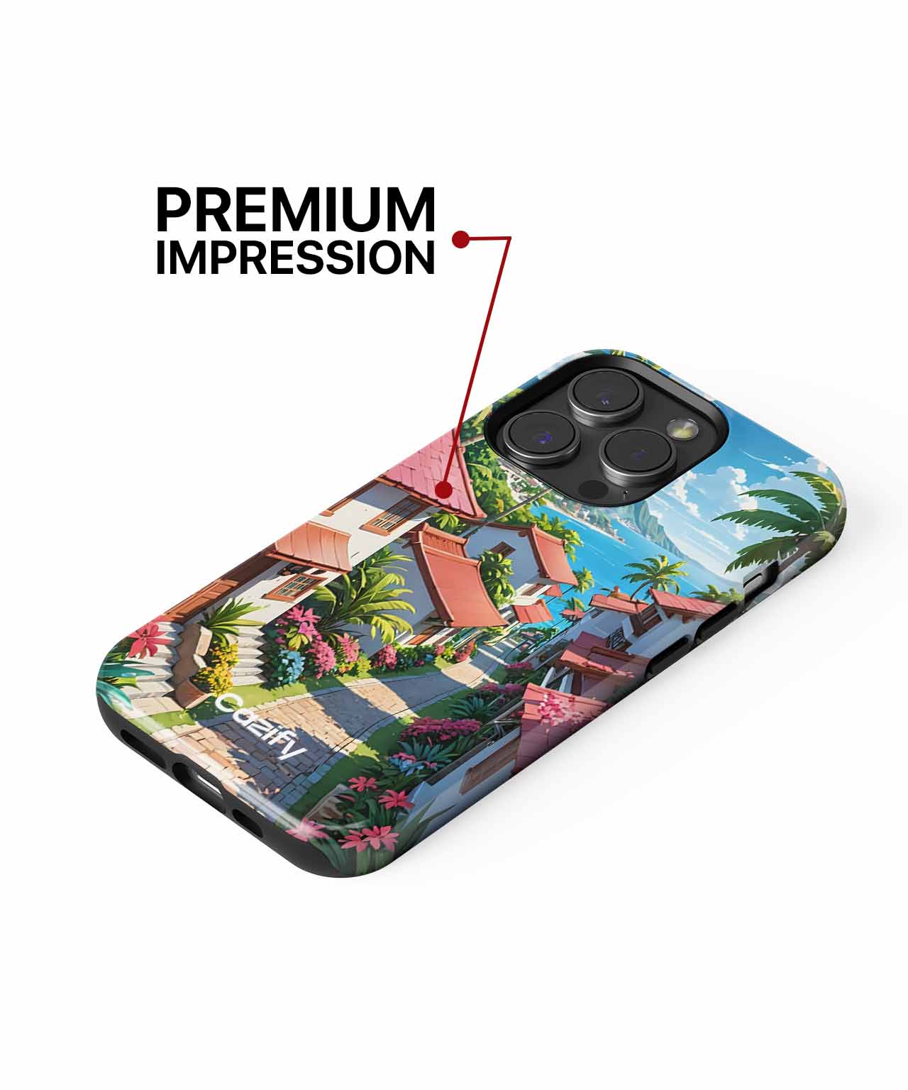 Sunny Tropical Paradise with Colorful Homes iPhone case Case Cazify - Delivery Canada