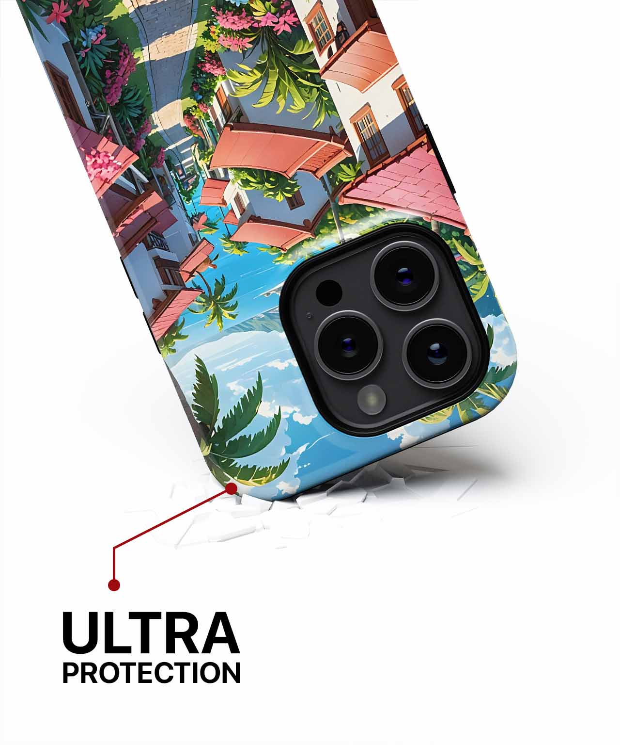 Sunny Tropical Paradise with Colorful Homes iPhone case Case Cazify - Delivery Canada