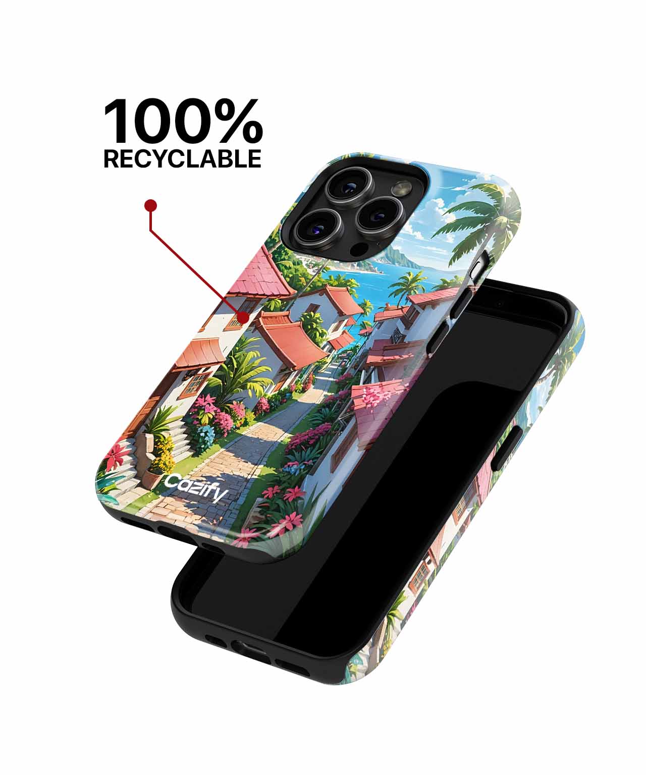 Sunny Tropical Paradise with Colorful Homes iPhone case Case Cazify - Delivery Canada