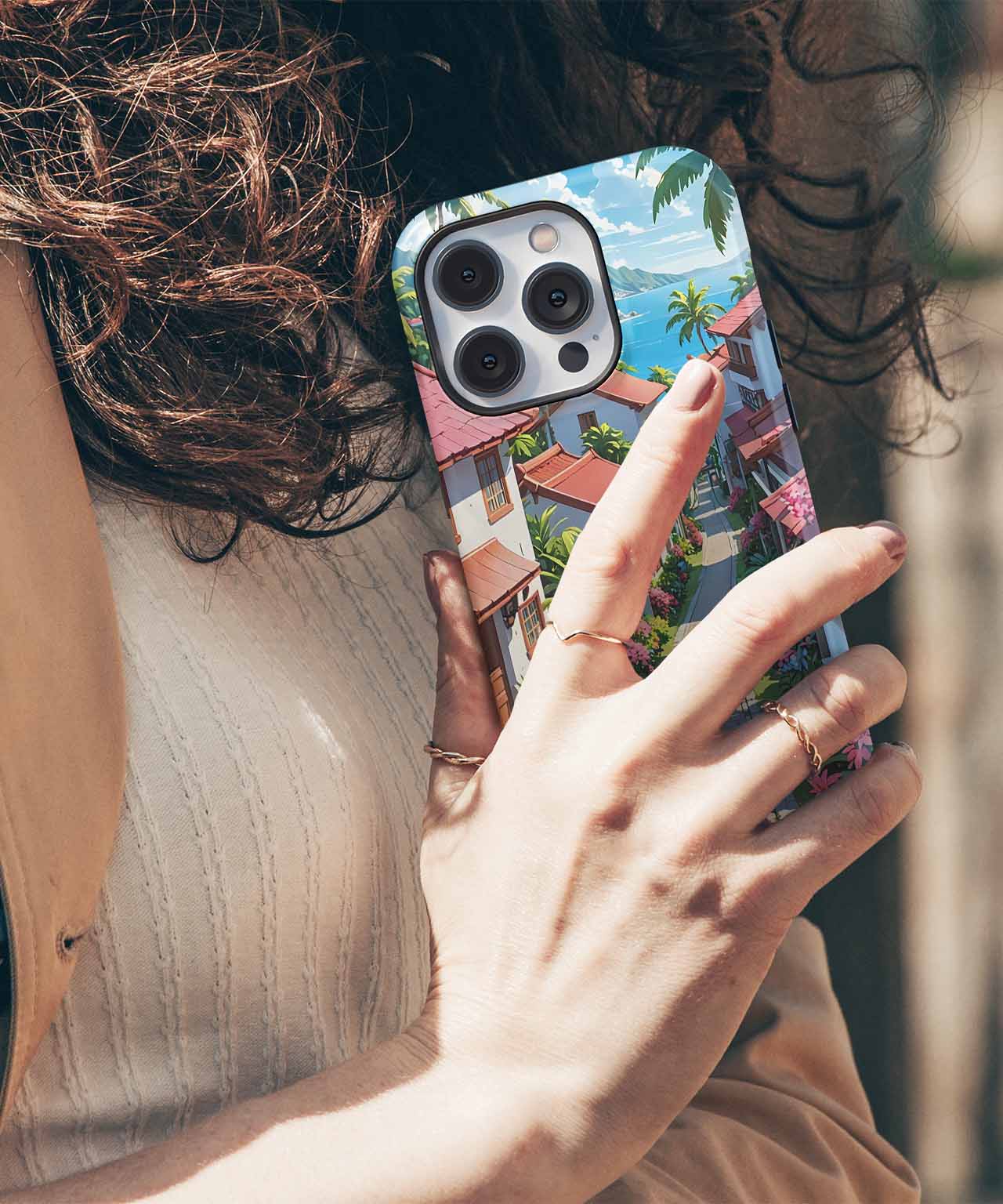 Sunny Tropical Paradise with Colorful Homes iPhone case Case Cazify - Delivery Canada