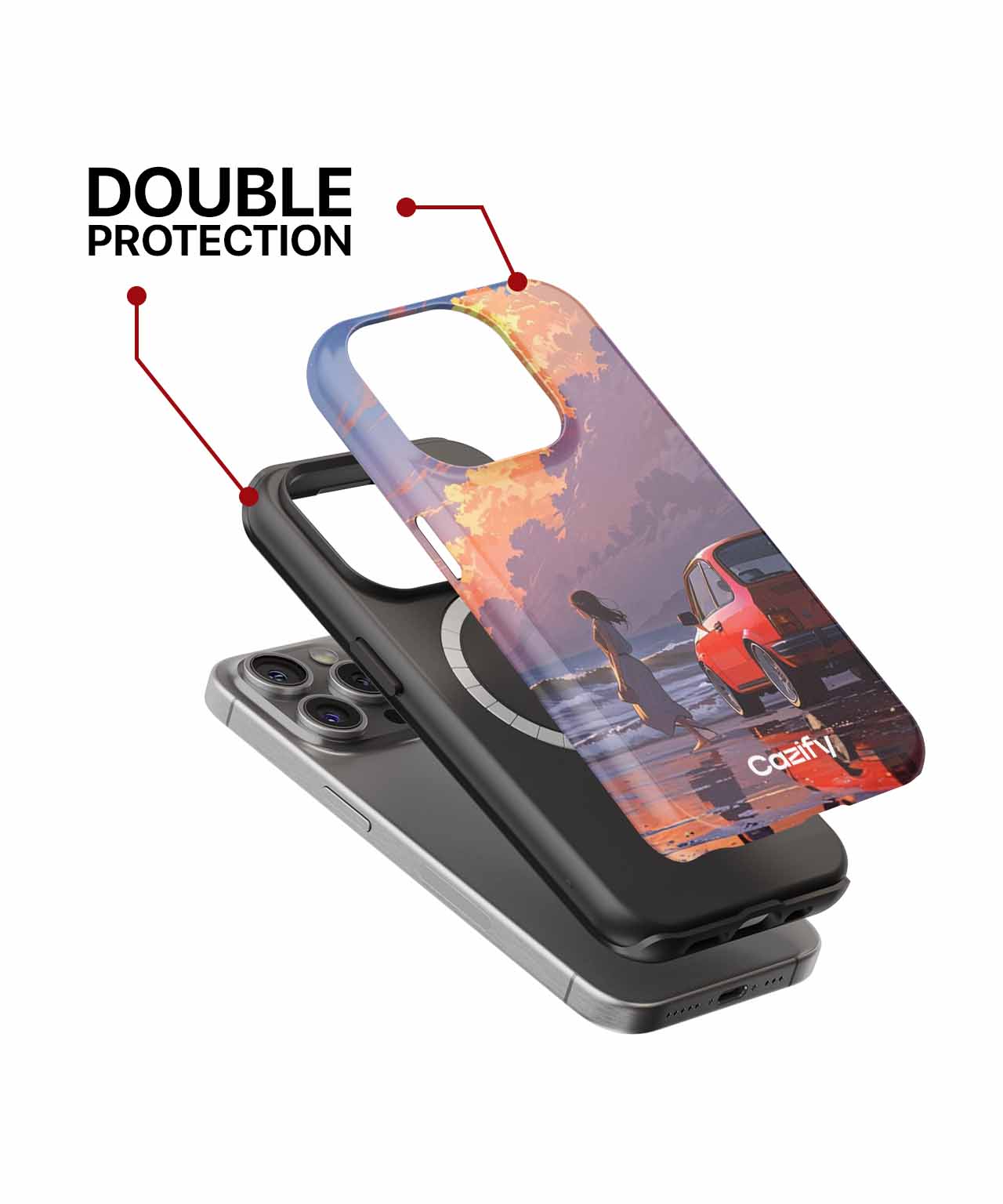 Sunset Beach Adventure with a Classic Car iPhone case Case Cazify - Delivery Canada