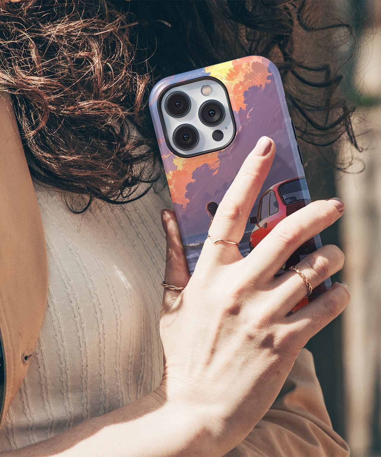 Sunset Beach Adventure with a Classic Car iPhone case Case Cazify - Delivery Canada