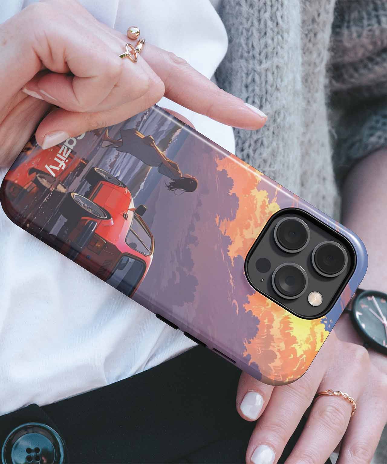 Sunset Beach Adventure with a Classic Car iPhone case Case Cazify - Delivery Canada