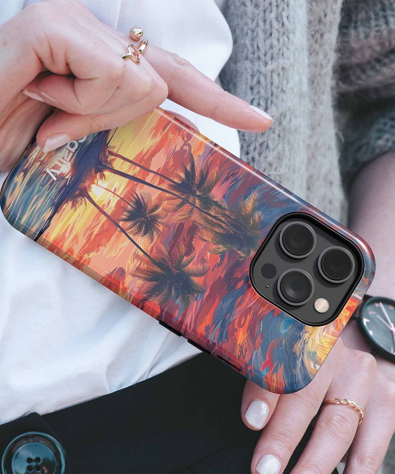 Swirling Tropical Paradise at Sunset iPhone case Case Cazify - Delivery Canada