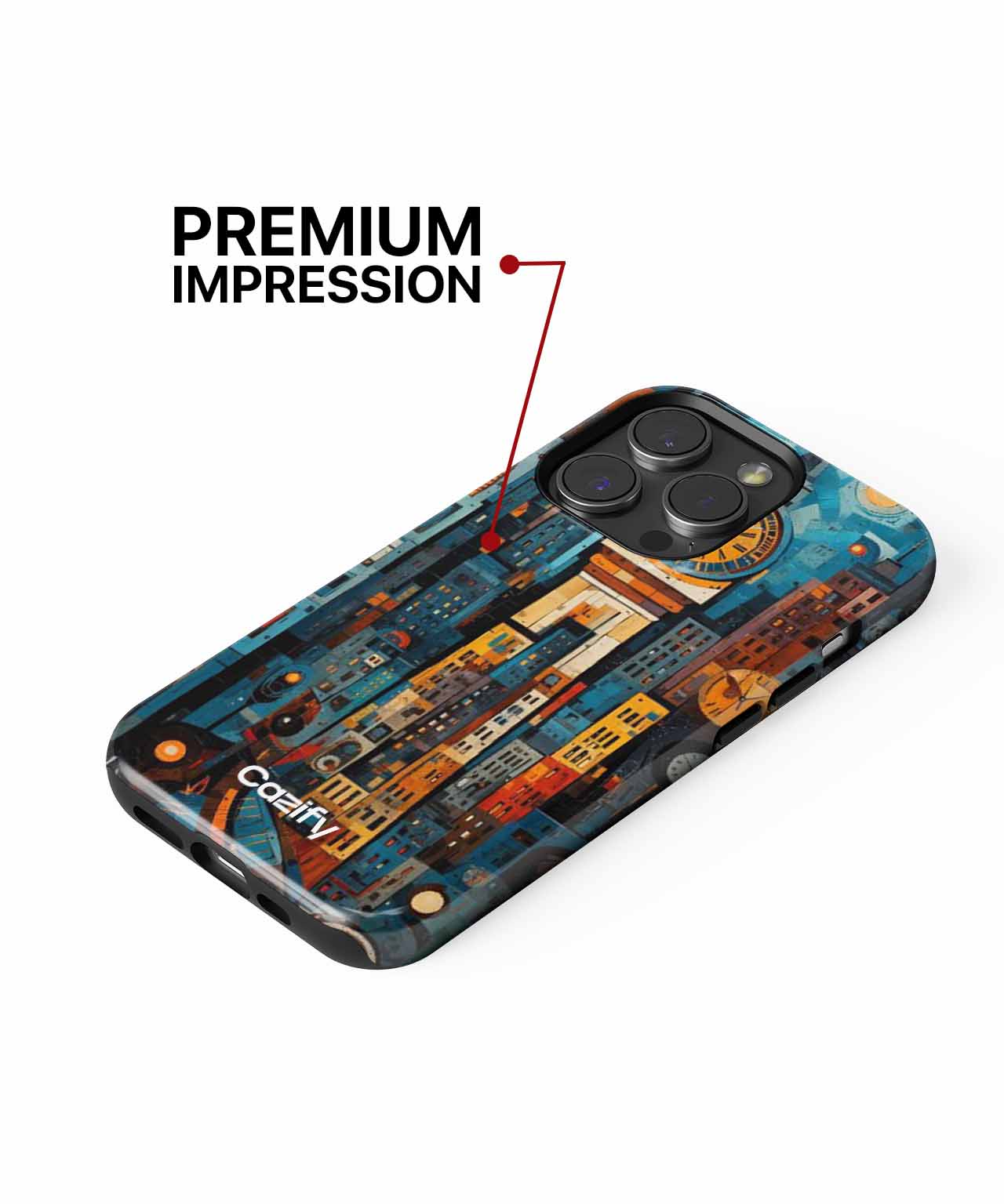 Timeless cityscape with dancing clocks iPhone case Case Cazify - Delivery Canada