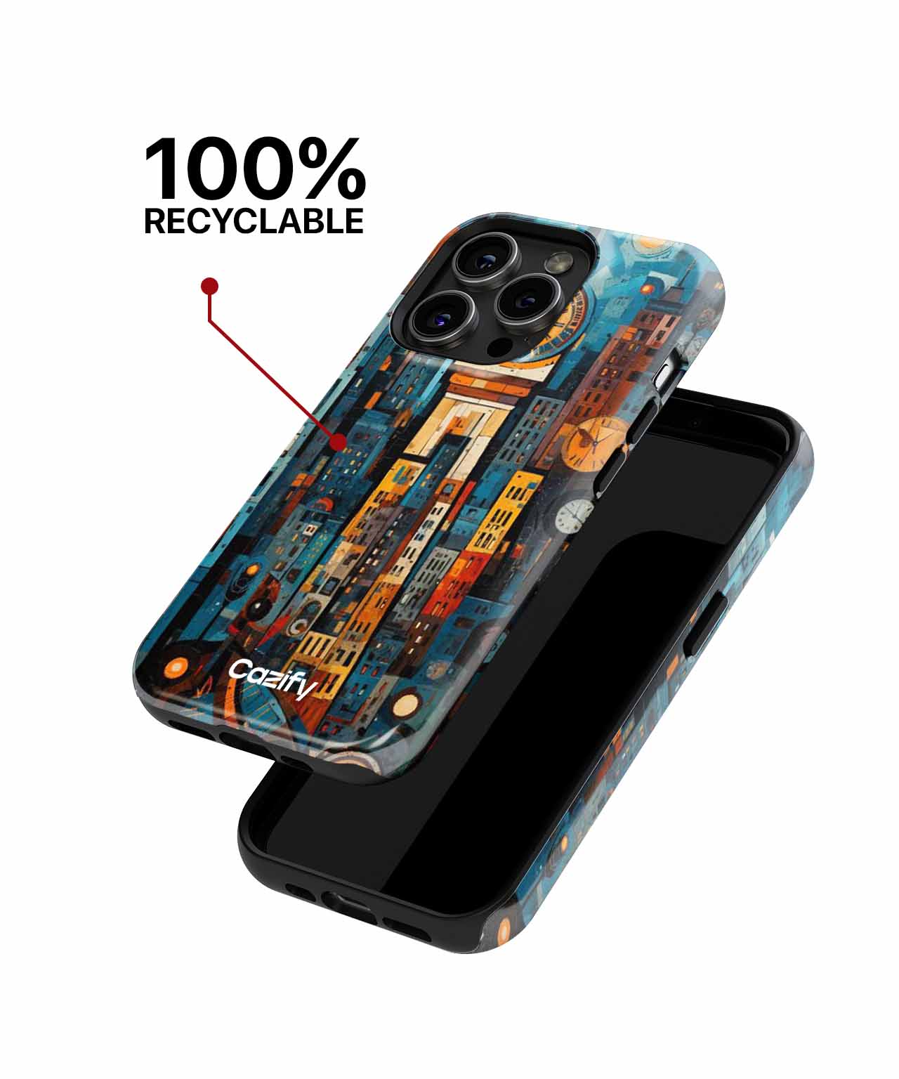 Timeless cityscape with dancing clocks iPhone case Case Cazify - Delivery Canada