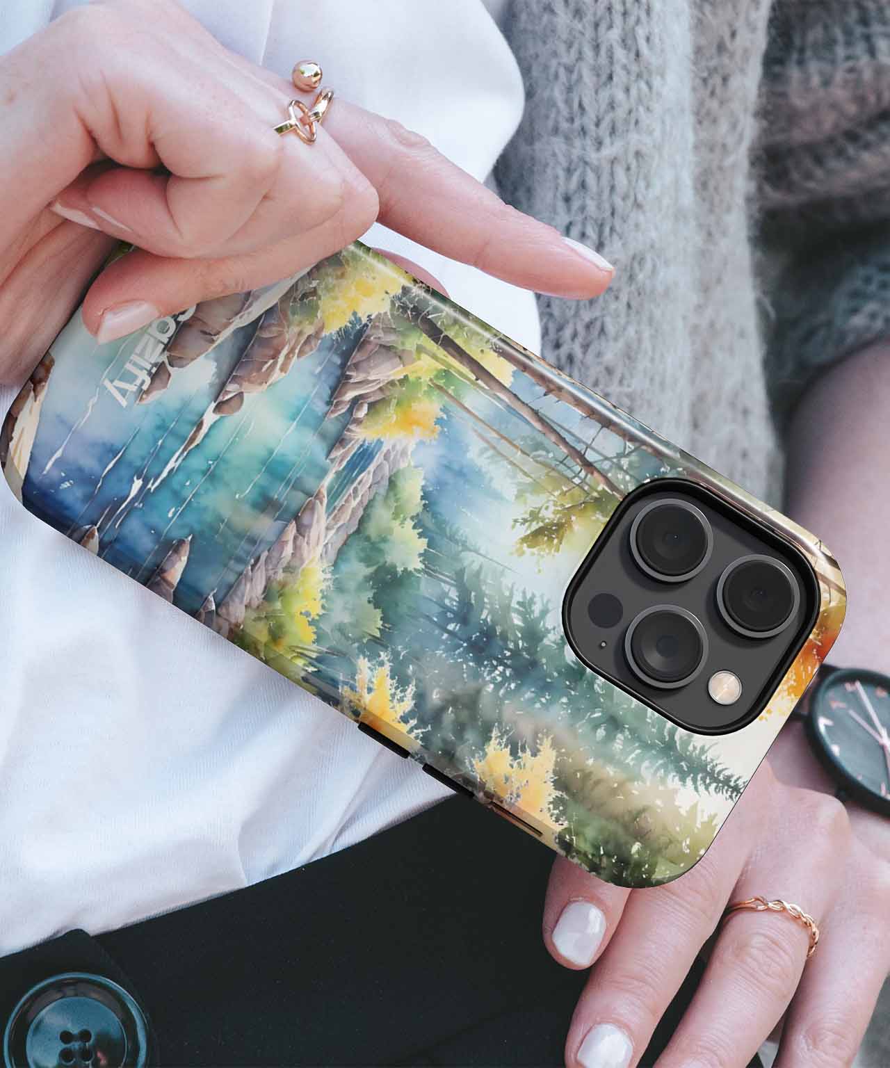Tranquil Forest Stream Autumn Bliss iPhone case Case Cazify - Delivery Canada