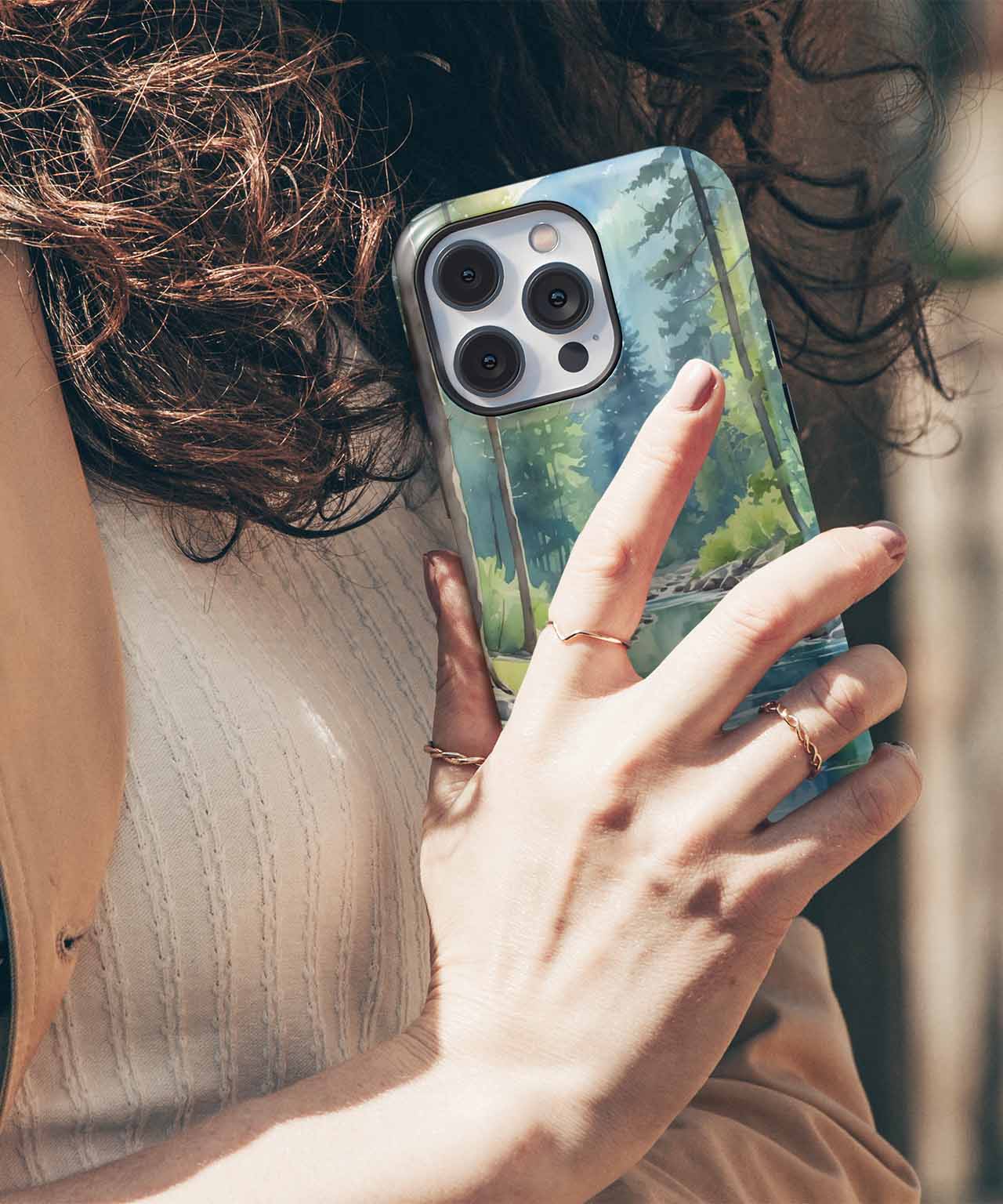 Tranquil Nature Escape with Flowing River iPhone case Case Cazify - Delivery Canada