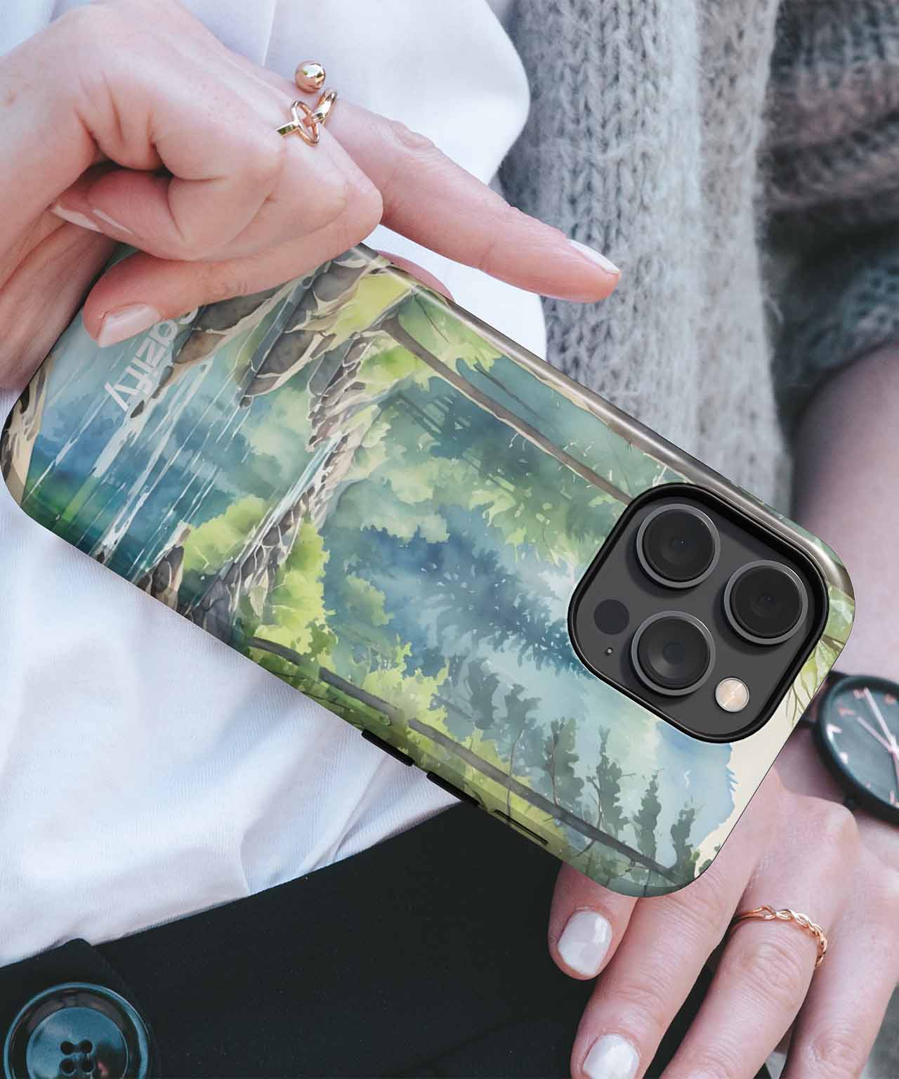 Tranquil Nature Escape with Flowing River iPhone case Case Cazify - Delivery Canada