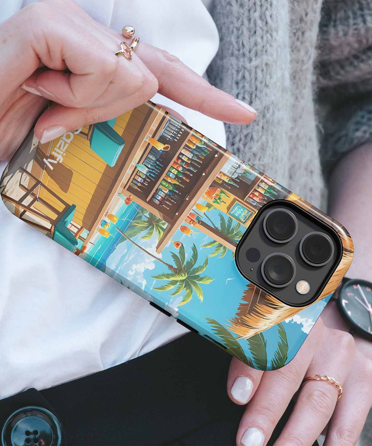 Tropical Paradise Cocktails Under Palm Trees iPhone case Case Cazify - Delivery Canada