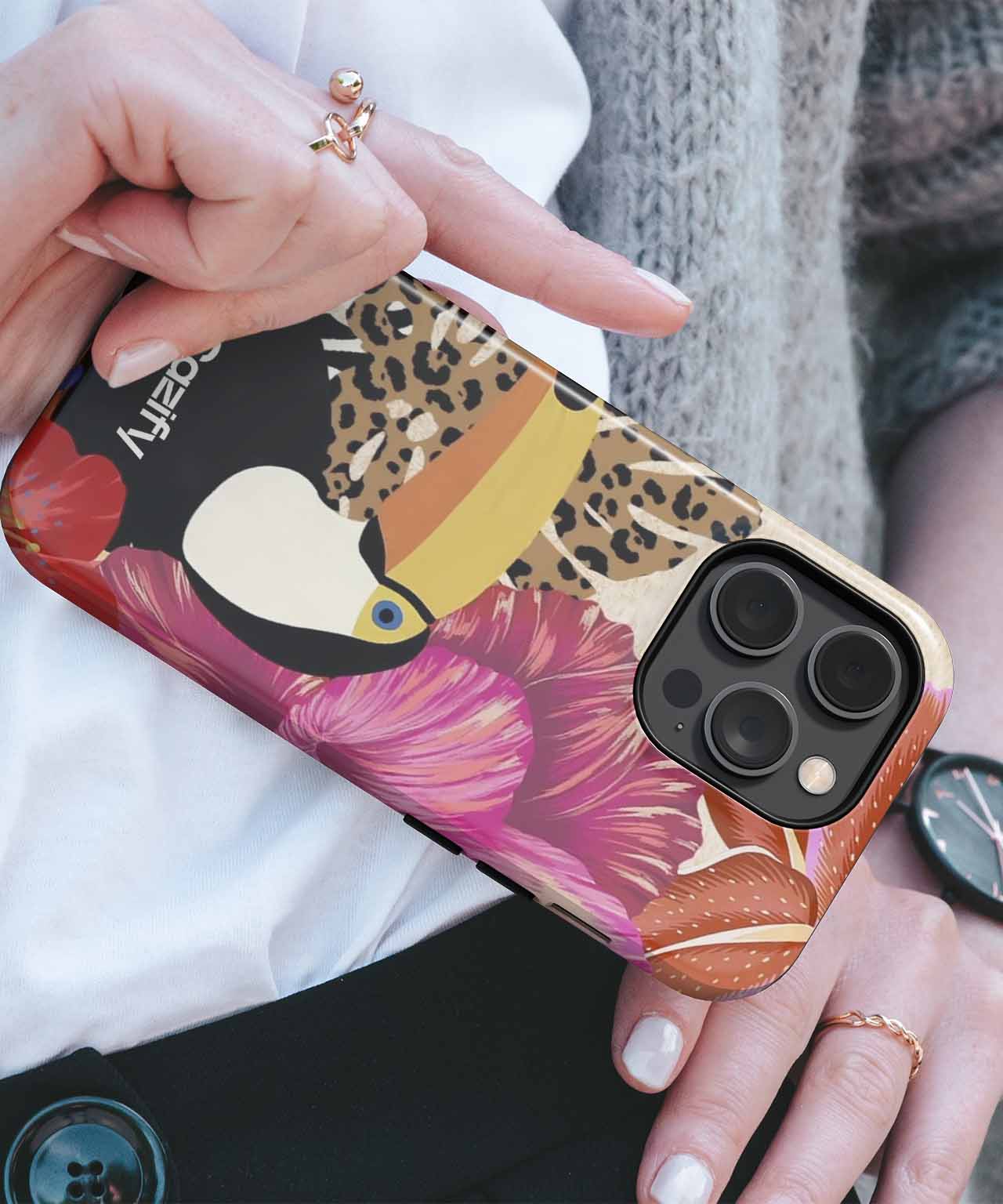 Tropical Toucan Party with Flowers iPhone case Case Cazify - Delivery Canada