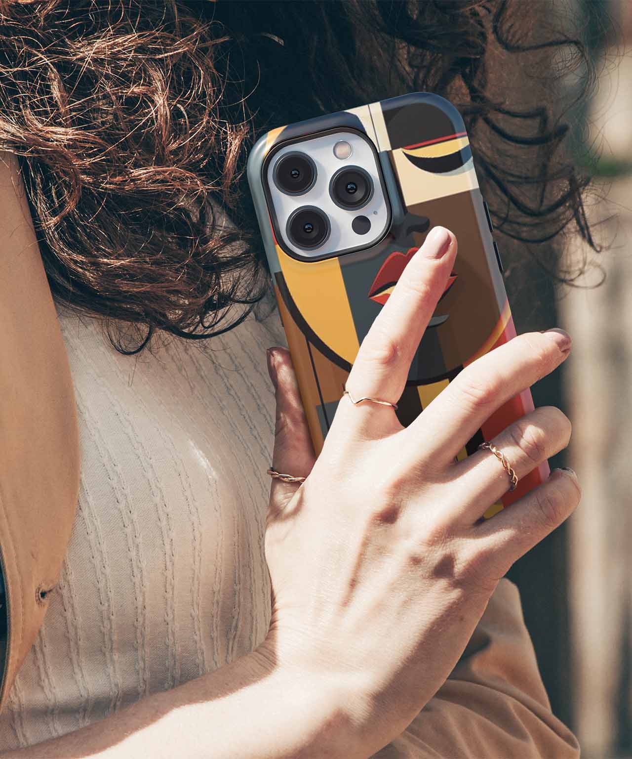 Vibrant Abstract Face with Bold Colors iPhone case Case Cazify - Delivery Canada