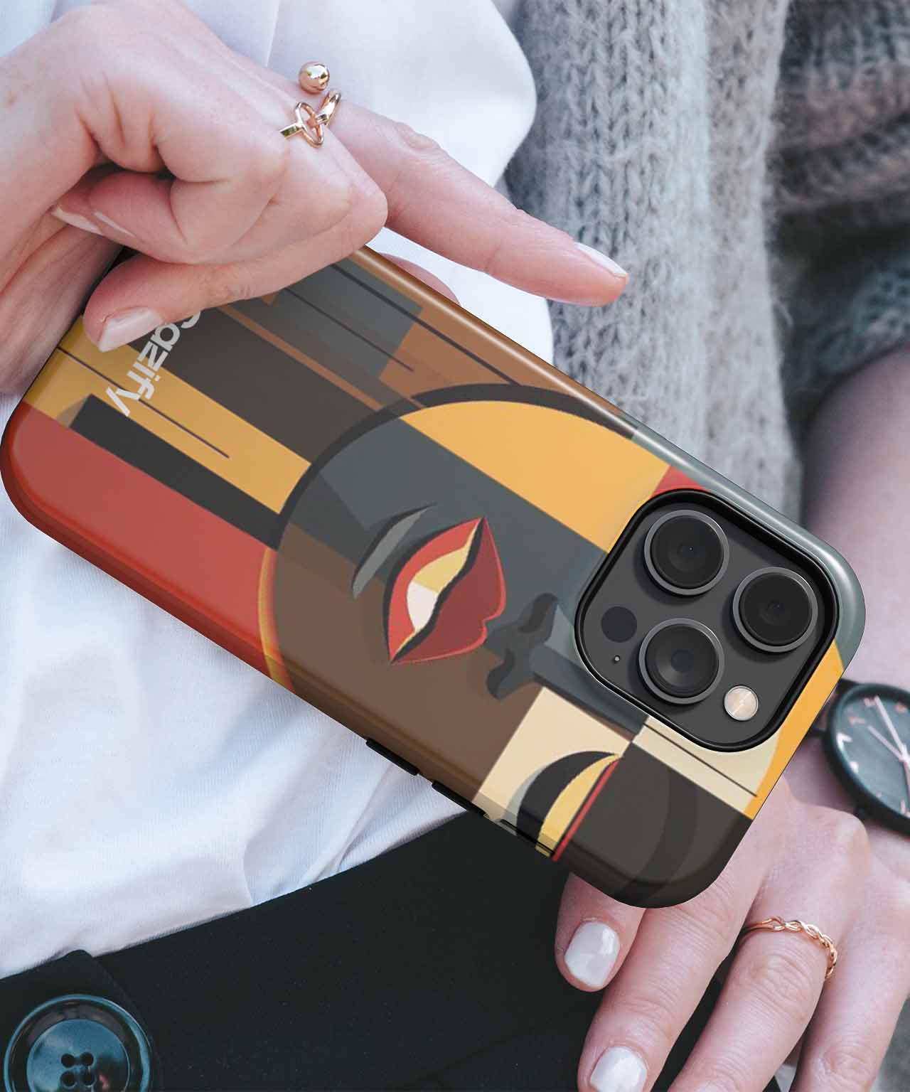 Vibrant Abstract Face with Bold Colors iPhone case Case Cazify - Delivery Canada