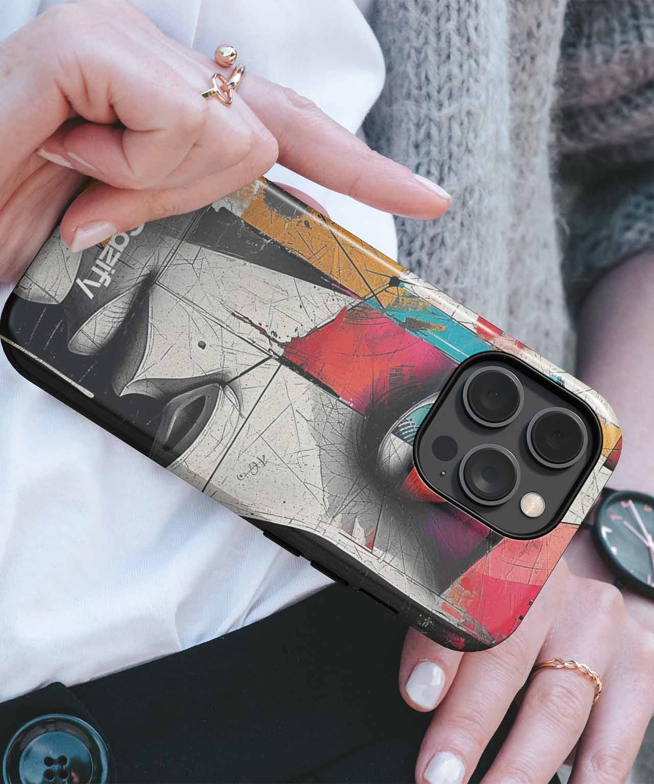 Vibrant Abstract Portrait of a Stranger iPhone case Case Cazify - Delivery Canada