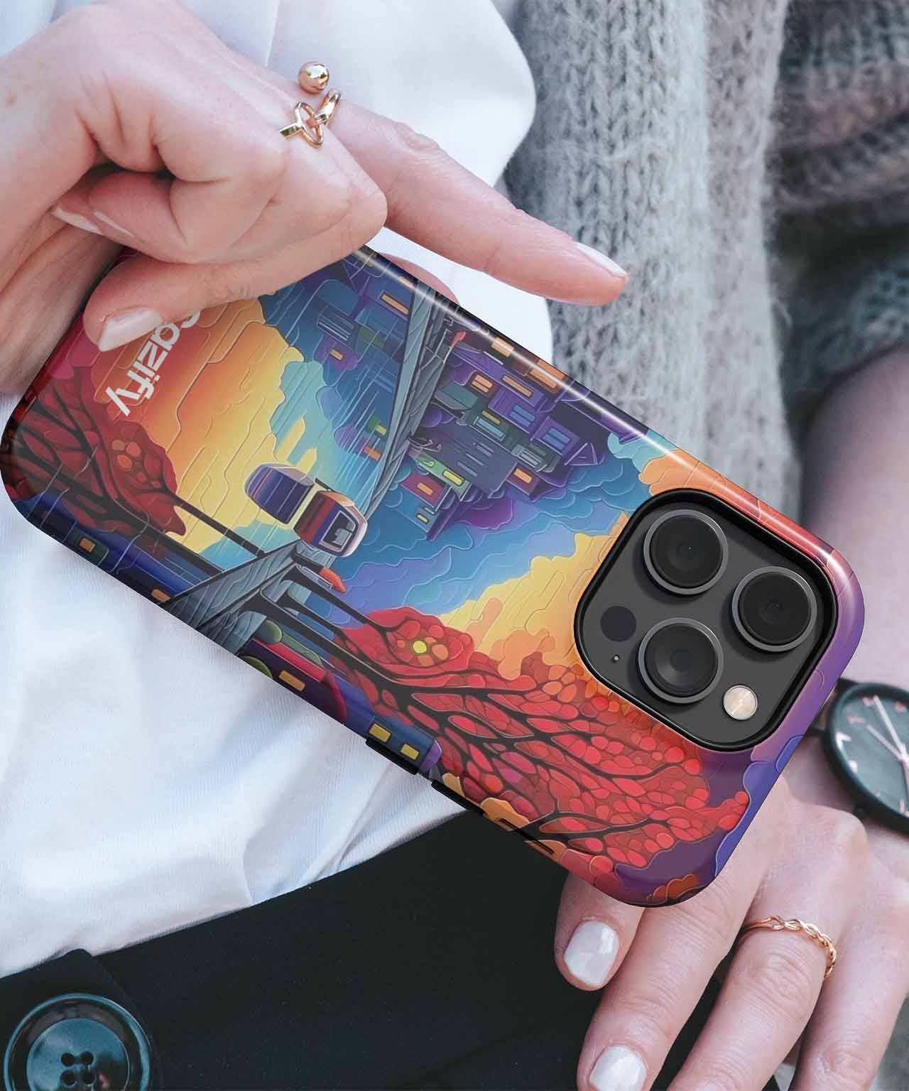 Vibrant Autumn Sunset Over the City iPhone case Case Cazify - Delivery Canada