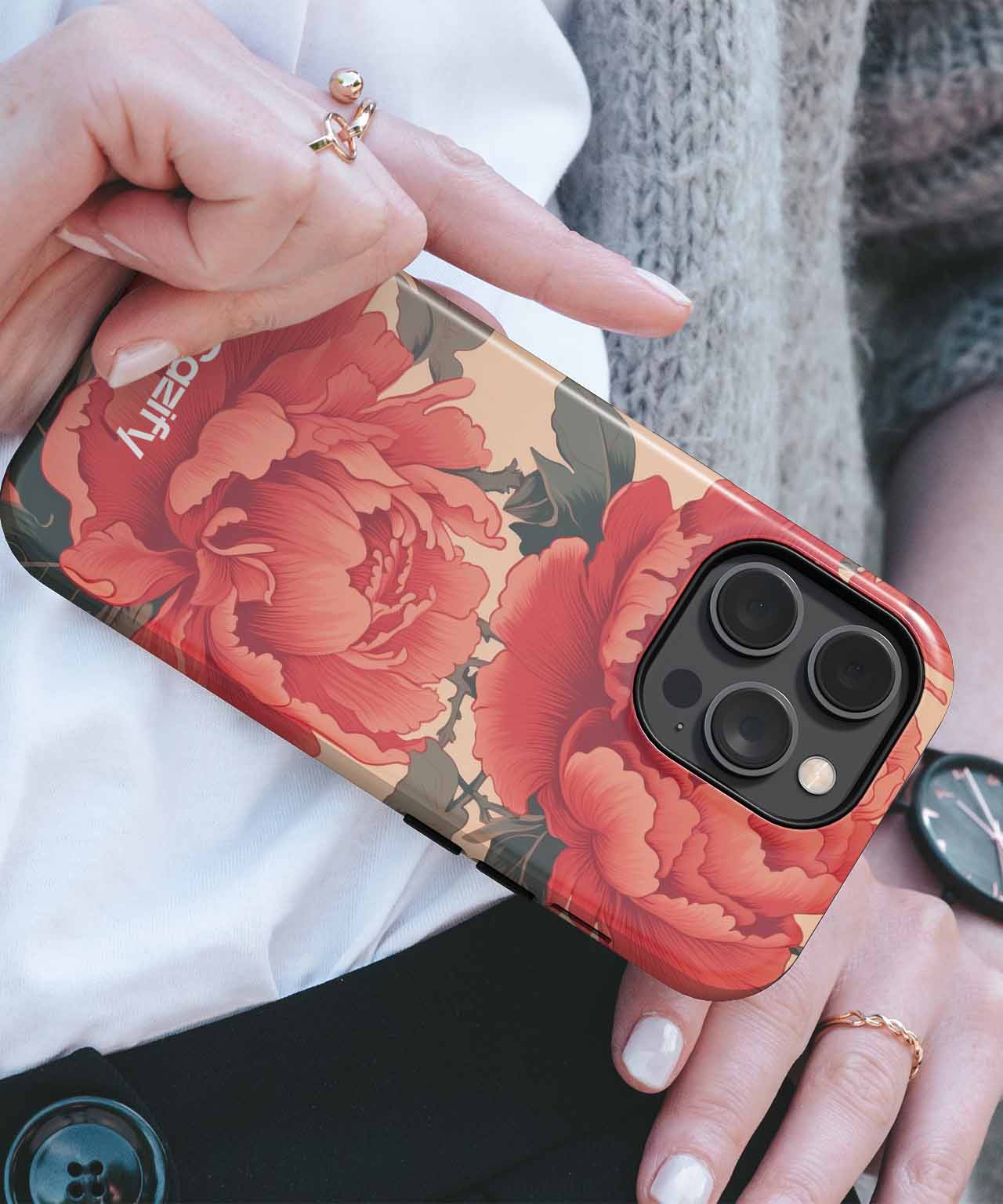 Vibrant blooming peonies bursting with beauty iPhone case Case Cazify - Delivery Canada