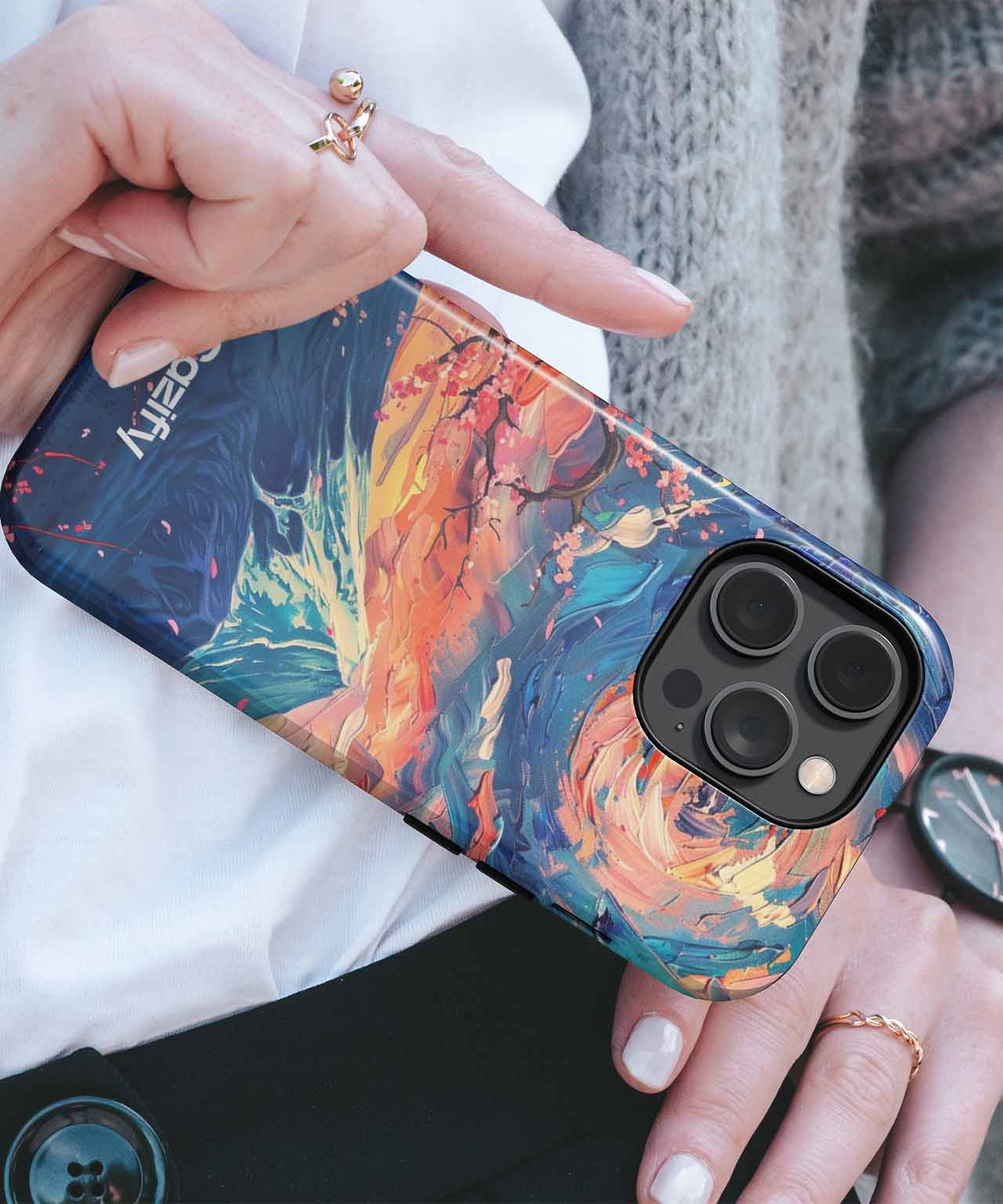 Vibrant Cherry Blossom Swirl Sky iPhone case Case Cazify - Delivery Canada