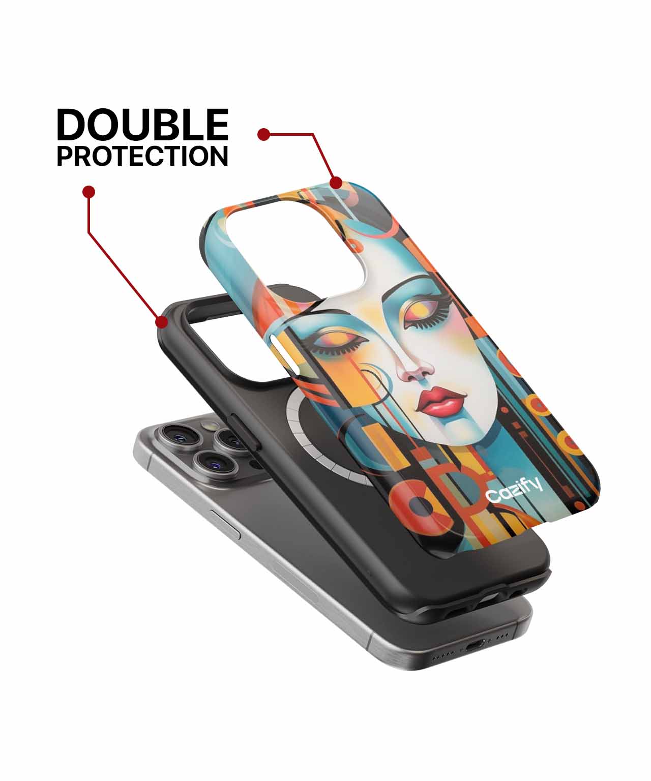 Vibrant Colorful Lady with Big Eyes iPhone case Case Cazify - Delivery Canada