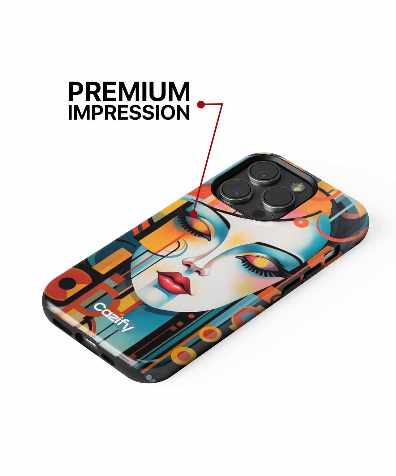 Vibrant Colorful Lady with Big Eyes iPhone case Case Cazify - Delivery Canada