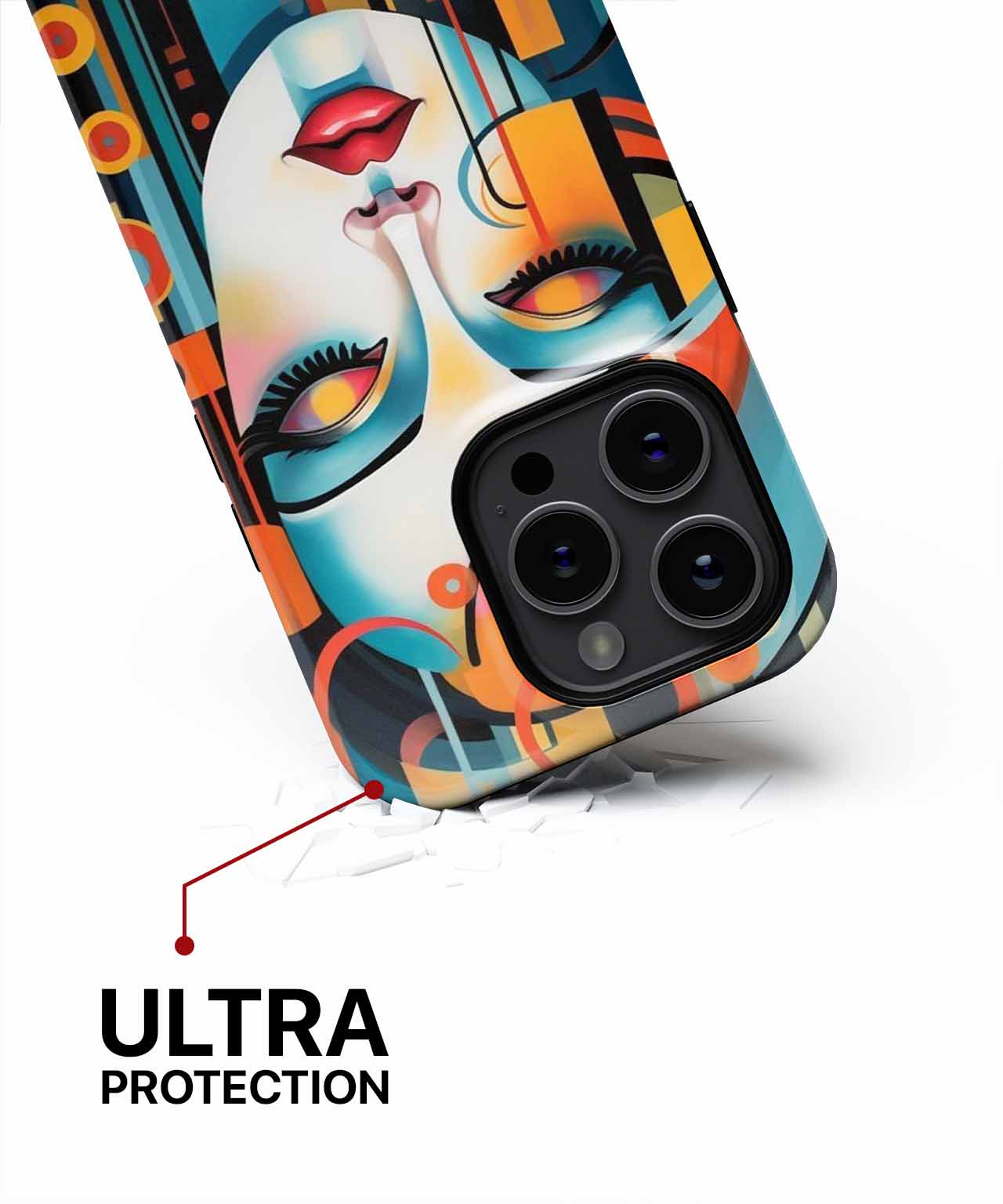 Vibrant Colorful Lady with Big Eyes iPhone case Case Cazify - Delivery Canada