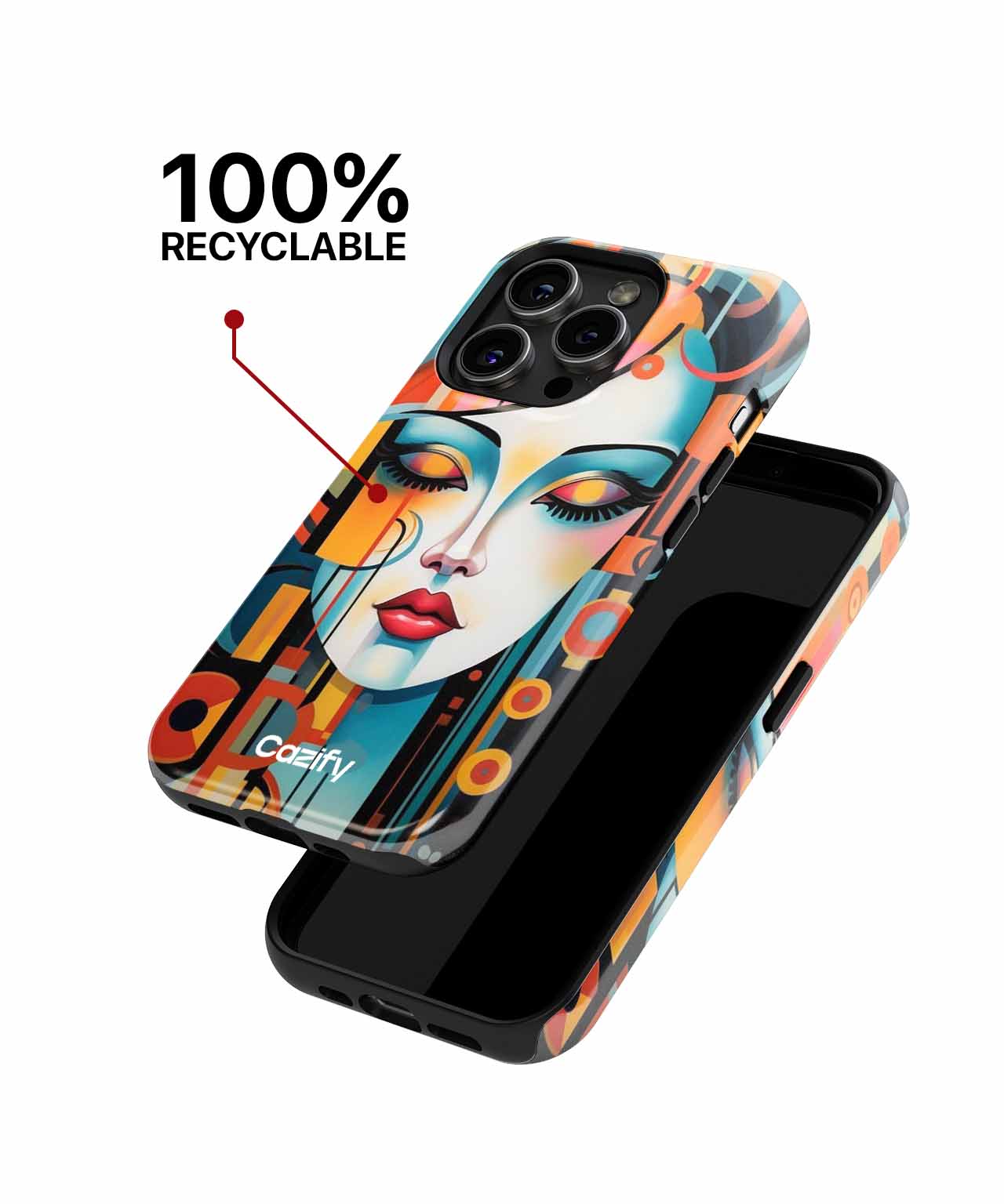 Vibrant Colorful Lady with Big Eyes iPhone case Case Cazify - Delivery Canada