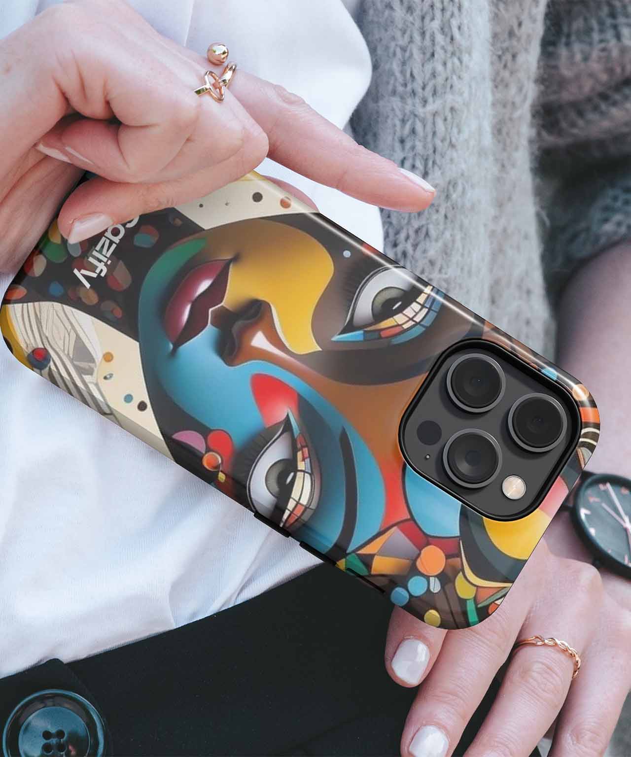 Vibrant Colorful Portrait of Elegance iPhone case Case Cazify - Delivery Canada