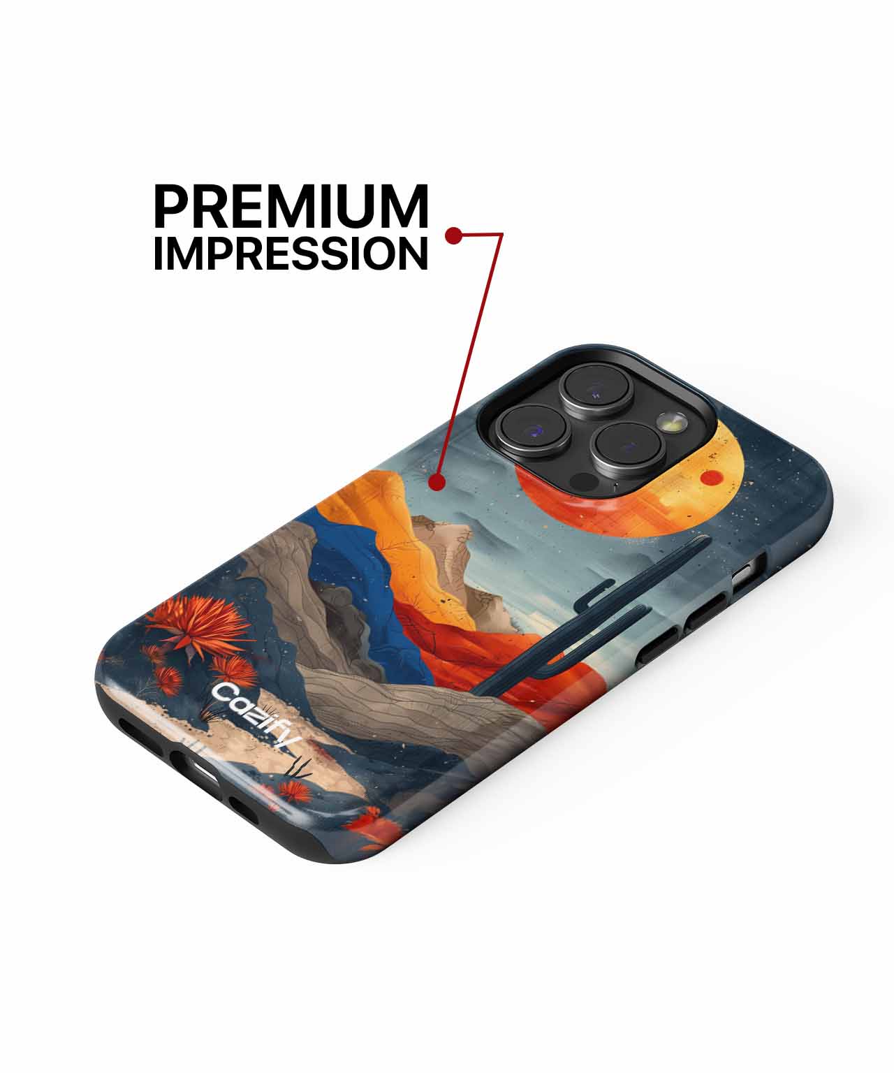 Vibrant desert landscape under a glowing moon iPhone case Case Cazify - Delivery Canada