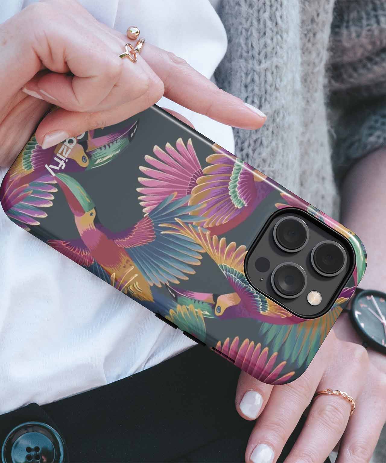 Vibrant Feathered Fiesta of Colors iPhone case Case Cazify - Delivery Canada