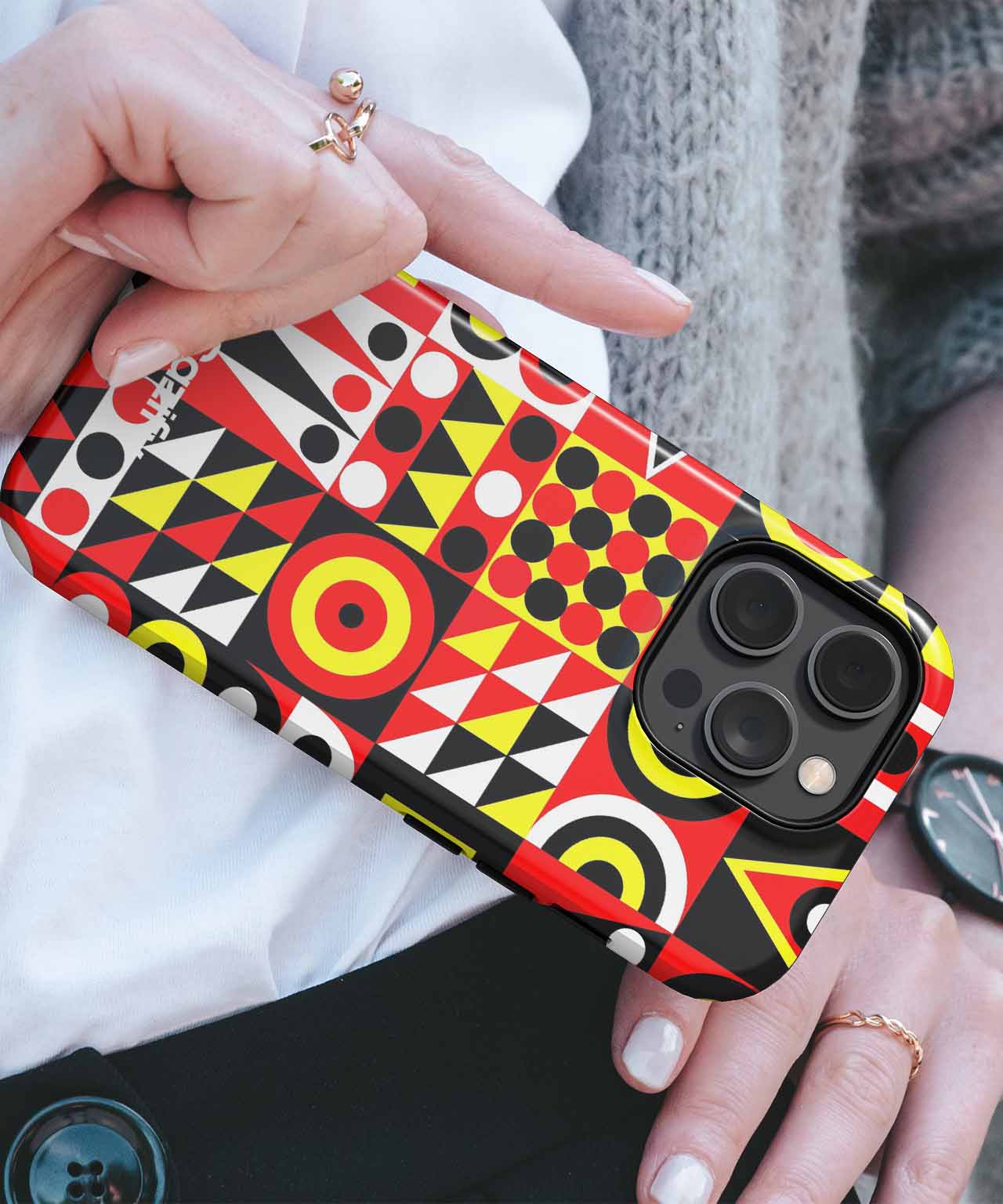 Vibrant Geometric Chaos of Colors iPhone case Case Cazify - Delivery Canada