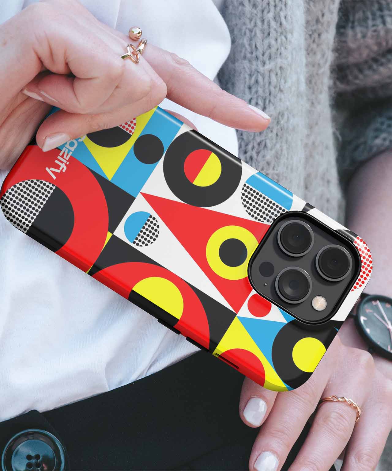 Vibrant Geometric Playground of Shapes iPhone case Case Cazify - Delivery Canada