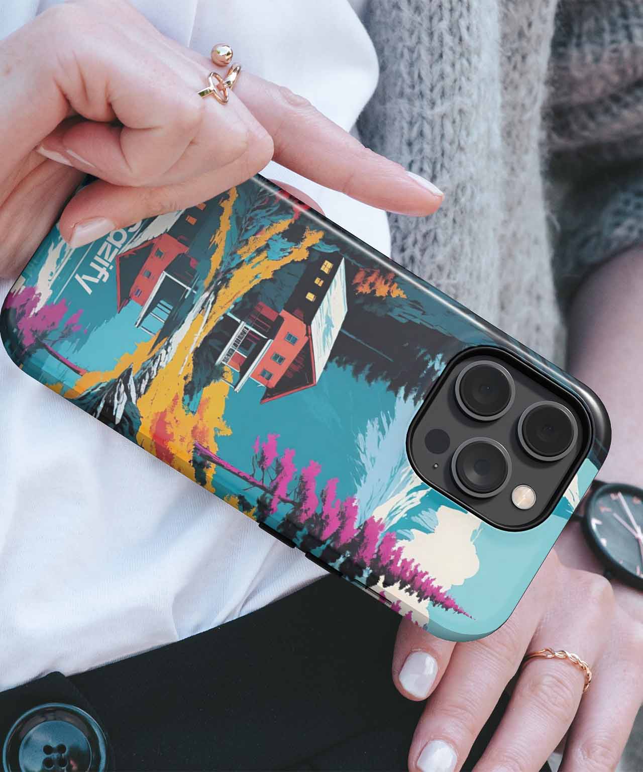 Vibrant Mountain Retreat with Colorful Trees iPhone case Case Cazify - Delivery Canada