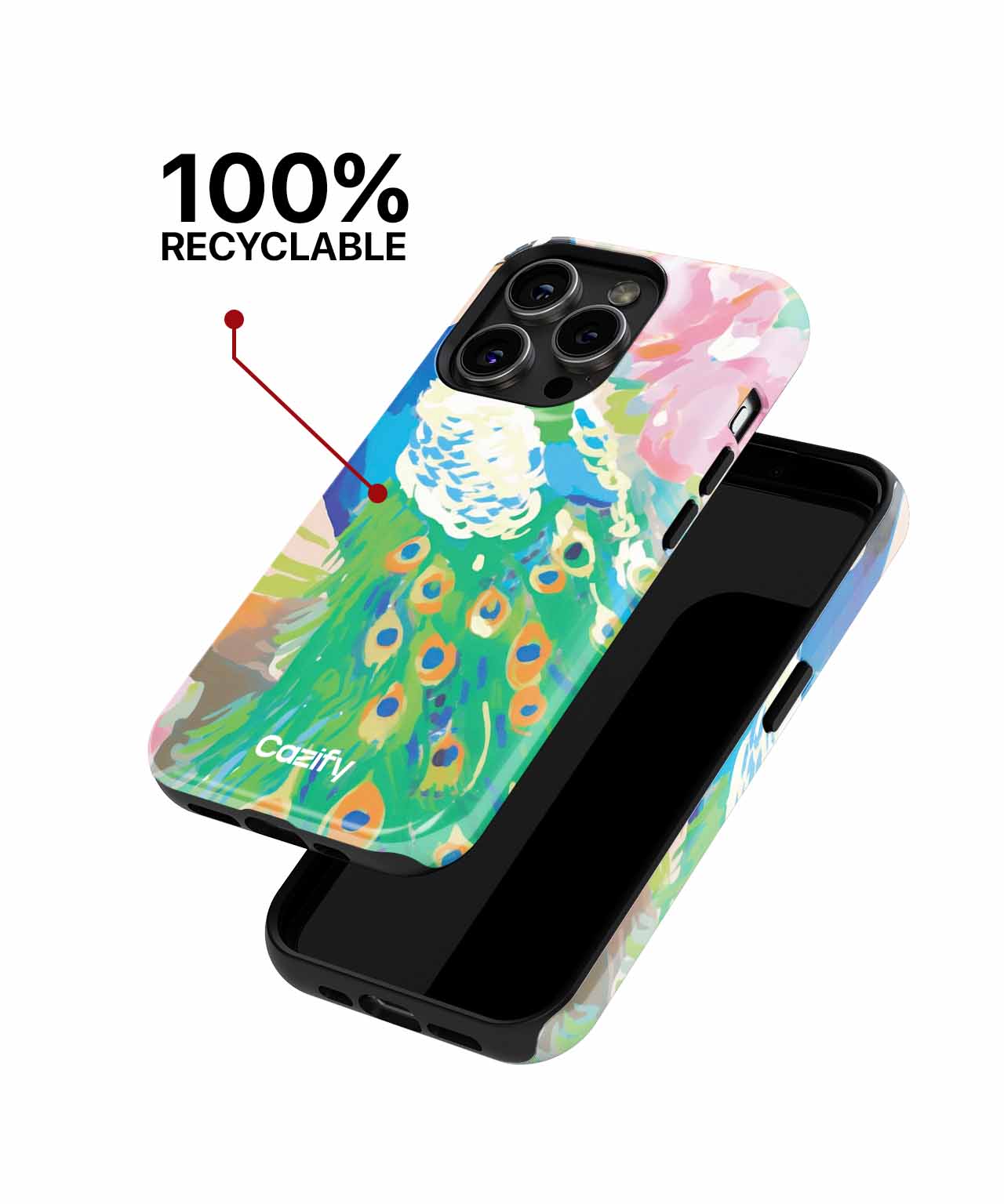 Vibrant Peacock Strutting Through Flowers iPhone case Case Cazify - Delivery Canada