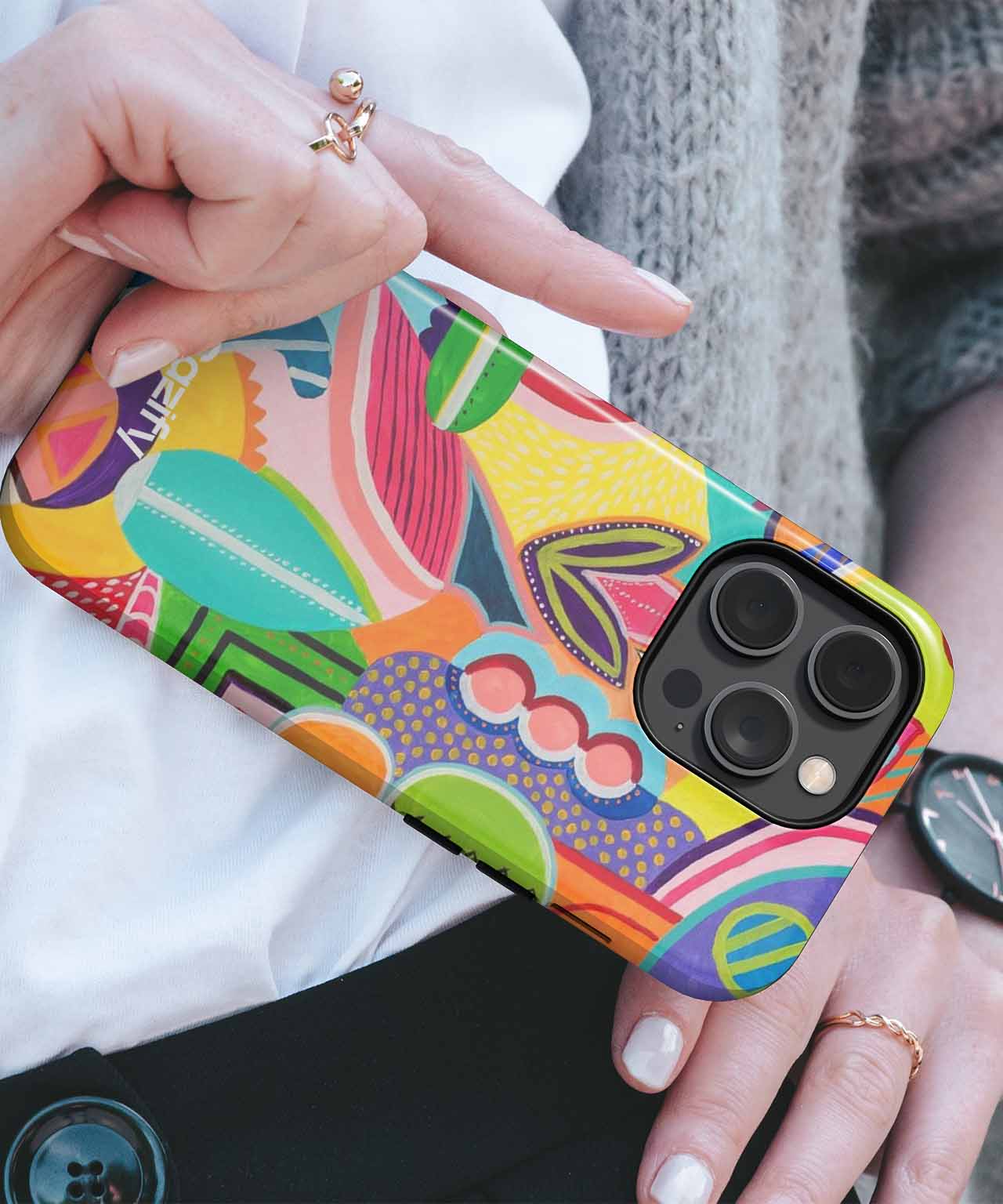 Vibrant Playful Colorful Abstract Shapes iPhone case Case Cazify - Delivery Canada