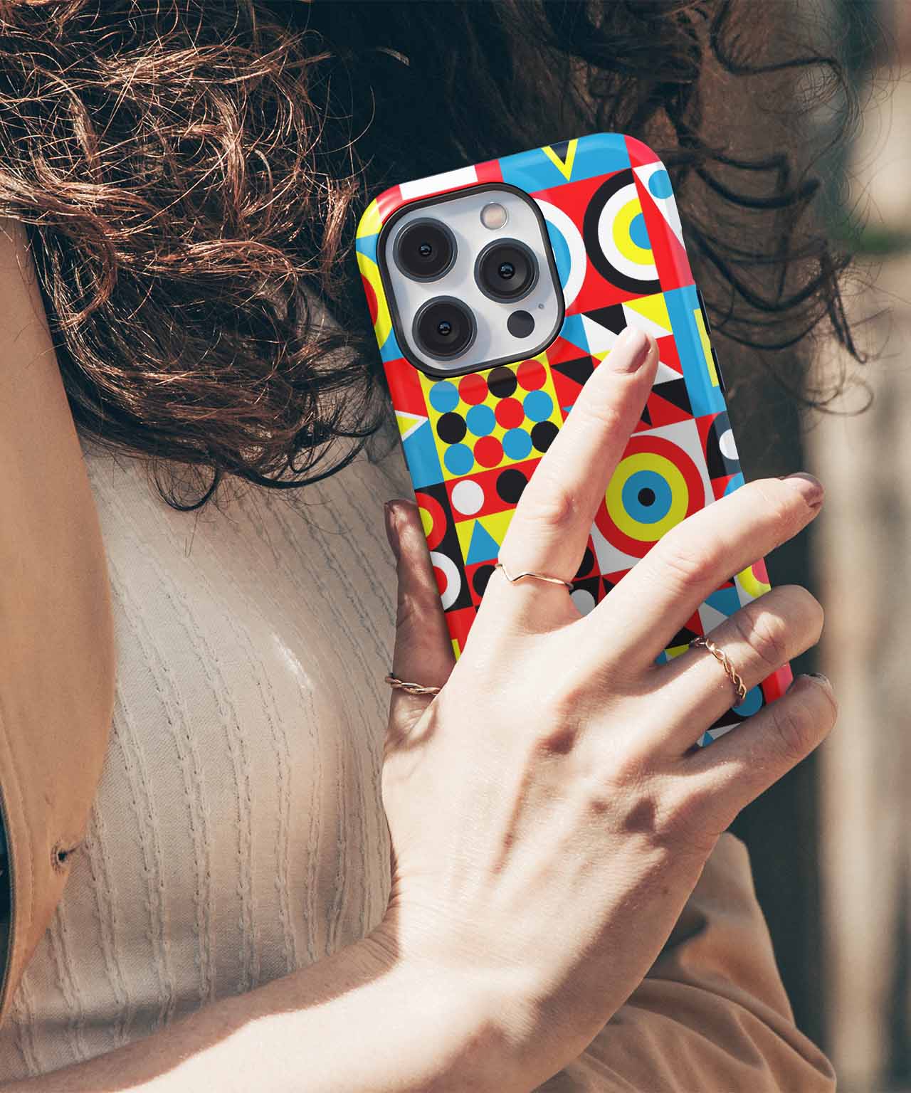 Vibrant Playful Geometric Art Explosion iPhone case Case Cazify - Delivery Canada