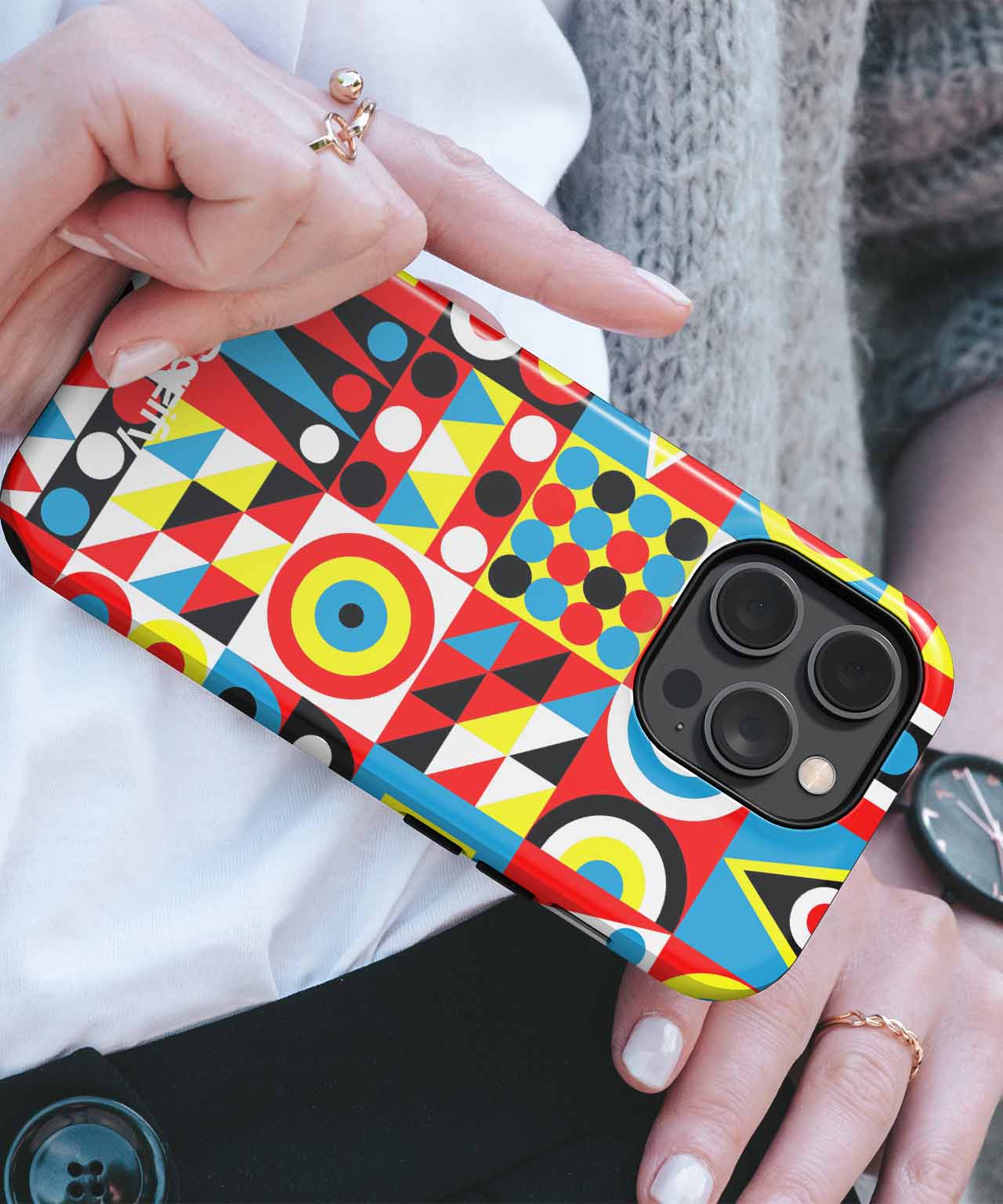 Vibrant Playful Geometric Art Explosion iPhone case Case Cazify - Delivery Canada