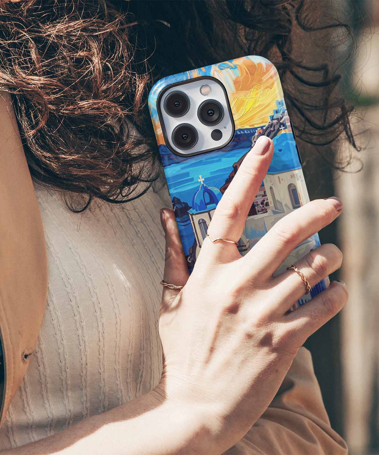 Vibrant Santorini Sunset Delight iPhone case Case Cazify - Delivery Canada