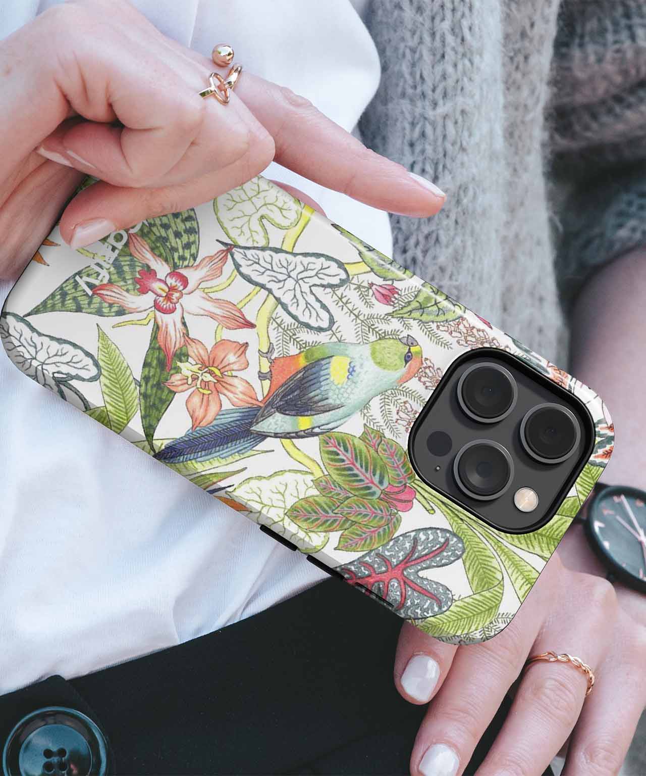 Vibrant Tropical Paradise with Cheeky Bird iPhone case Case Cazify - Delivery Canada