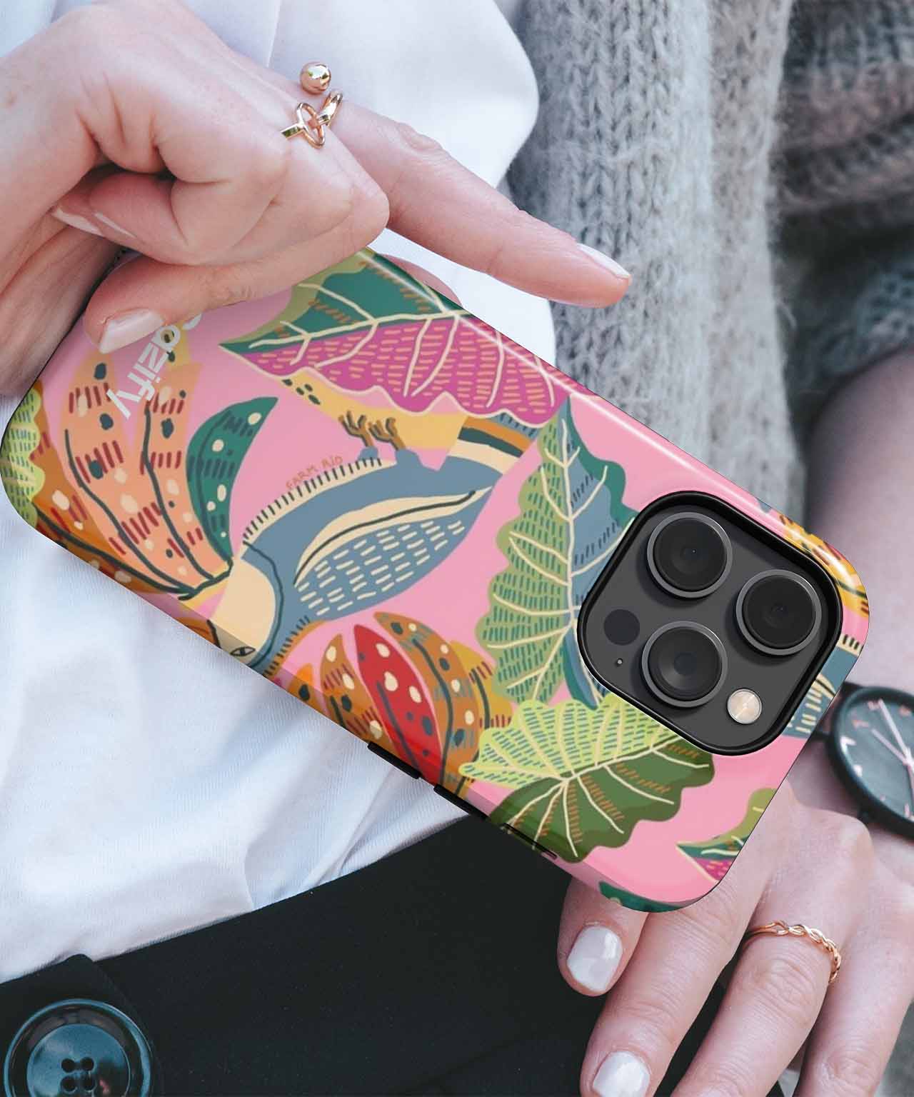 Vibrant Tropical Paradise with Colorful Birds iPhone case Case Cazify - Delivery Canada