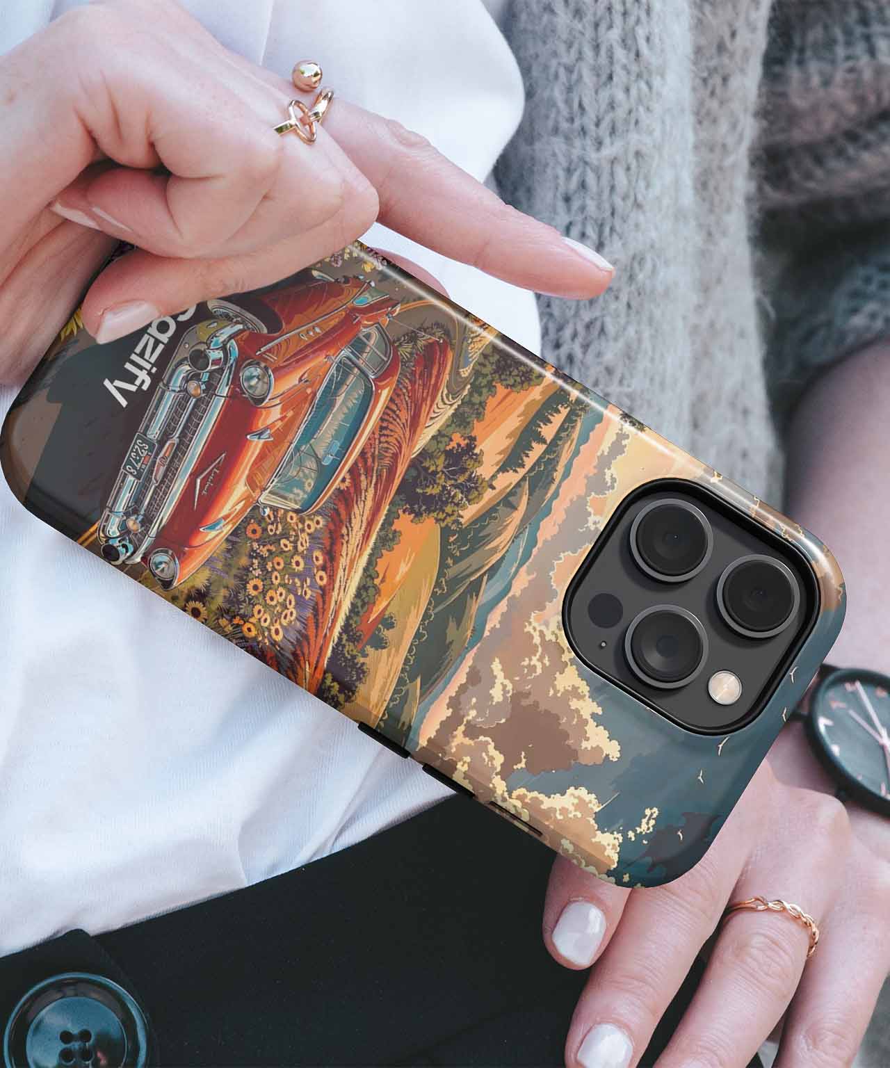 Vintage Roadtrip in a Flower Paradise iPhone case Case Cazify - Delivery Canada