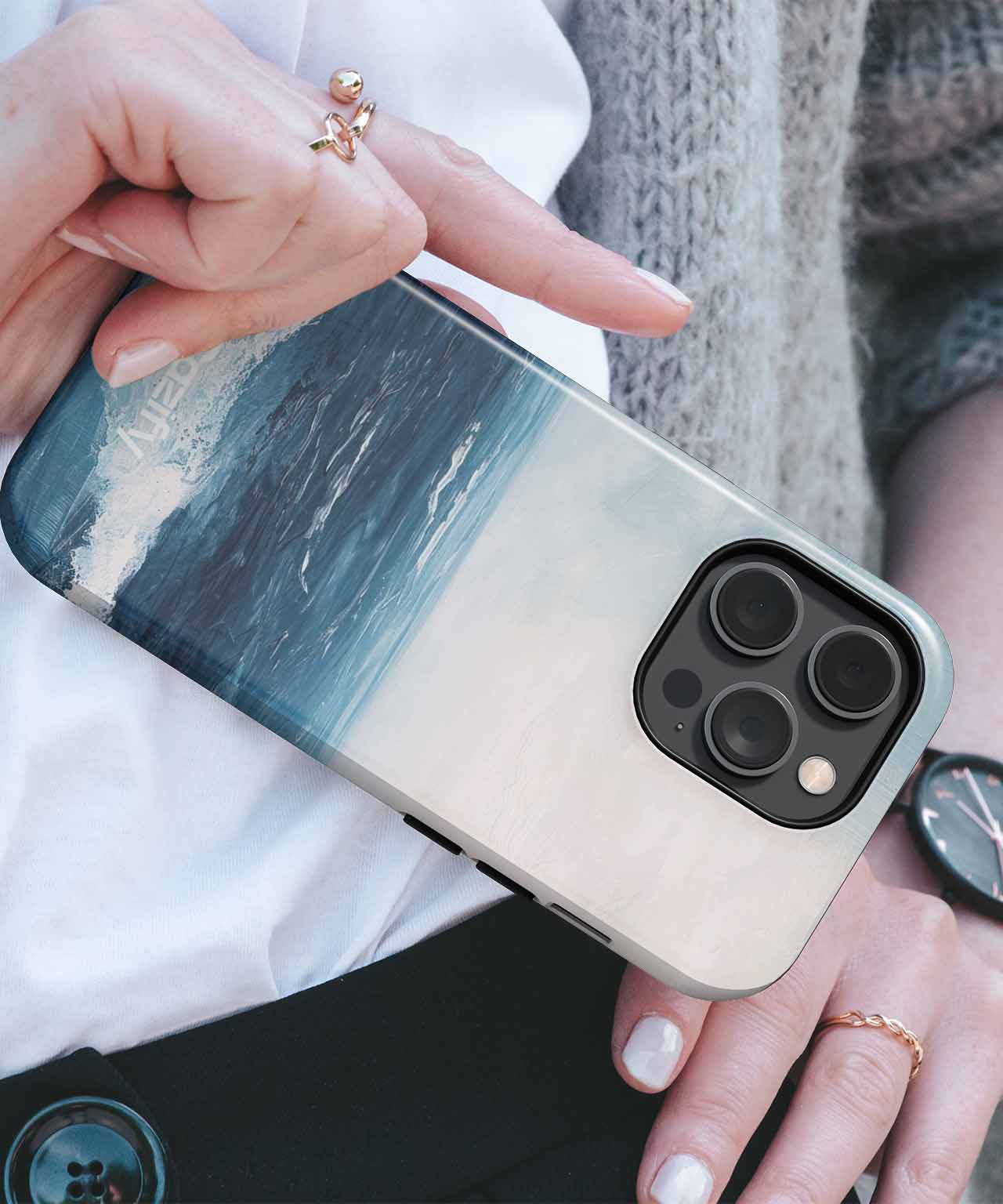 Waves of Serenity on a Cloudy Day iPhone case Case Cazify - Delivery Canada