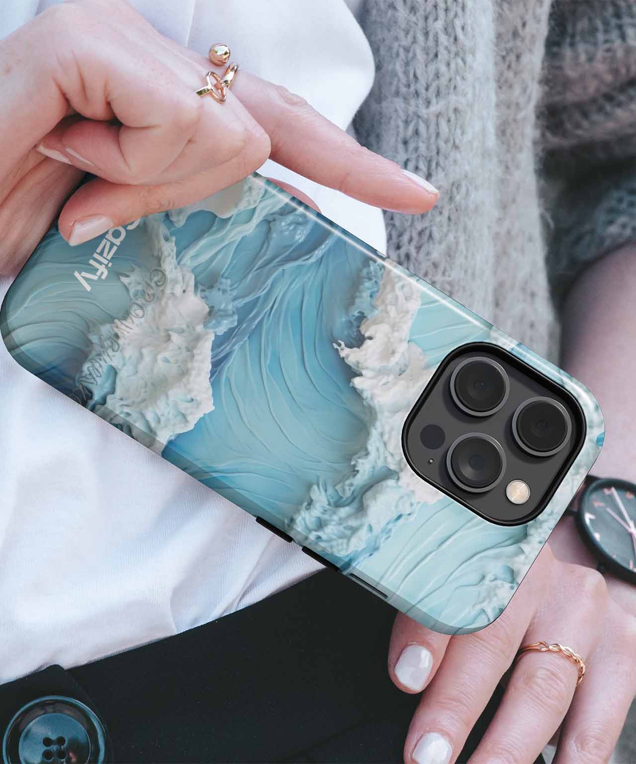 Waves of Whimsical Blue Foam iPhone case Case Cazify - Delivery Canada
