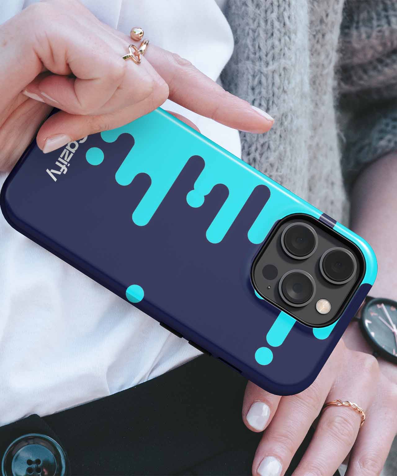 Wavy Blue and Black Fun Design iPhone case Case Cazify - Delivery Canada