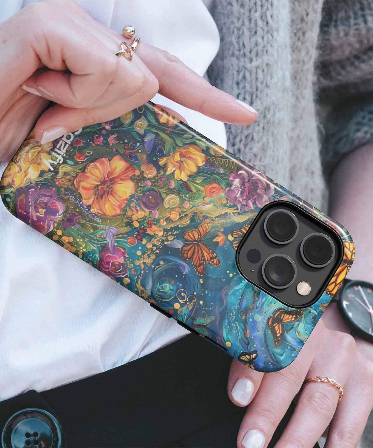 Whimsical Butterflies Dancing Among Flowers iPhone case Case Cazify - Delivery Canada