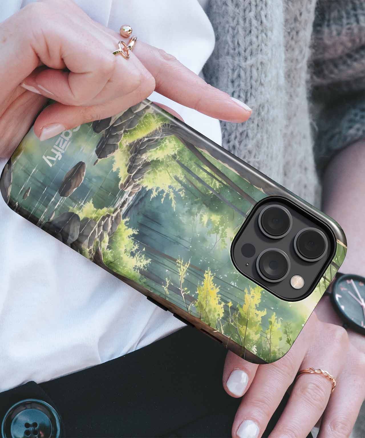 Whimsical Forest Stream with Sunlight iPhone case Case Cazify - Delivery Canada